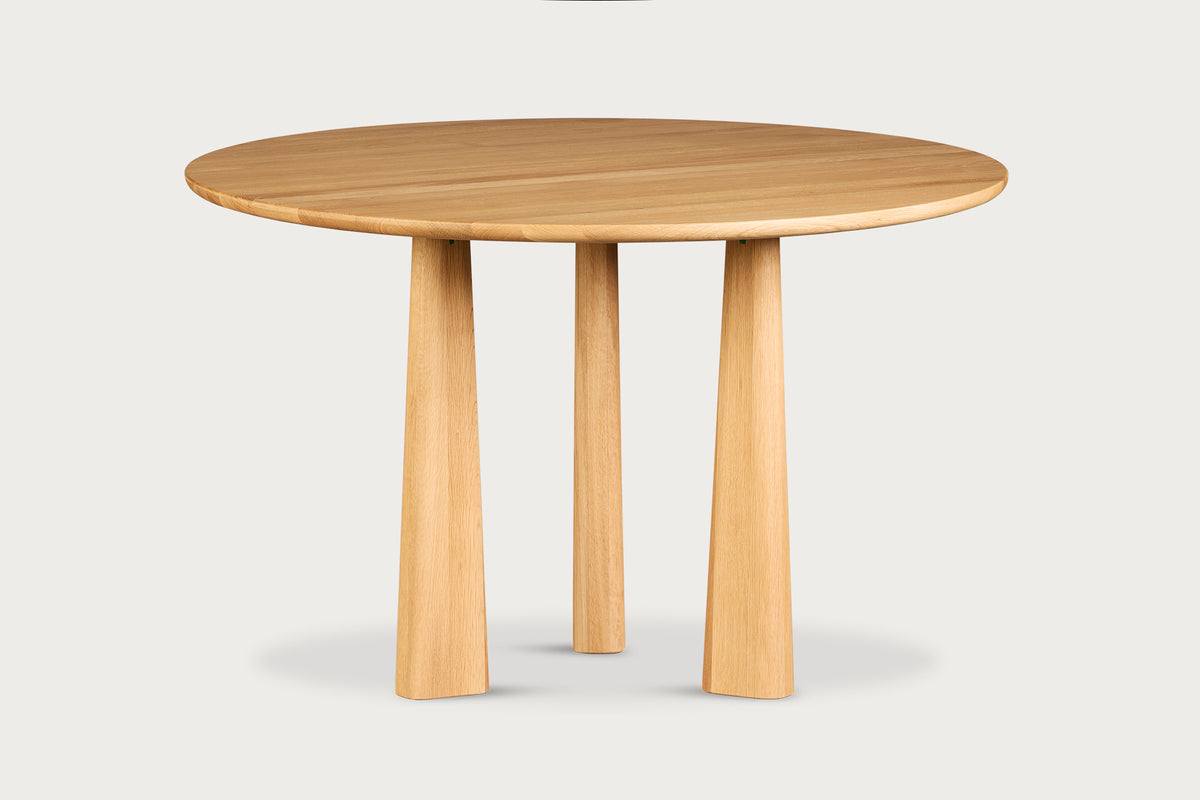 Filika Round Dining Table for 4, Solid Oak, 115 cm