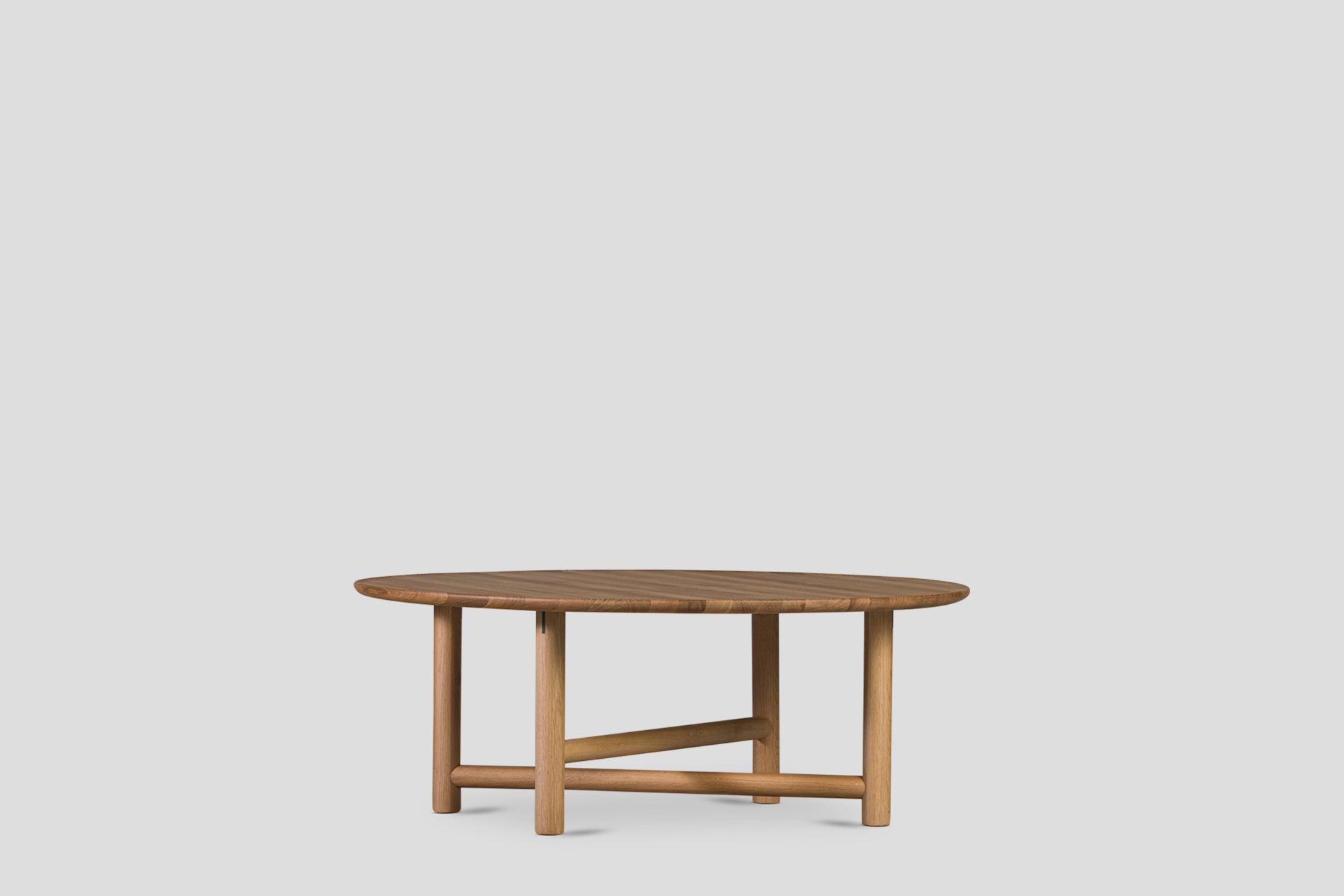 Akis Round Coffee Table Solid Wood Oak Top, Solid Oak Cylinder Legs (105 cm)