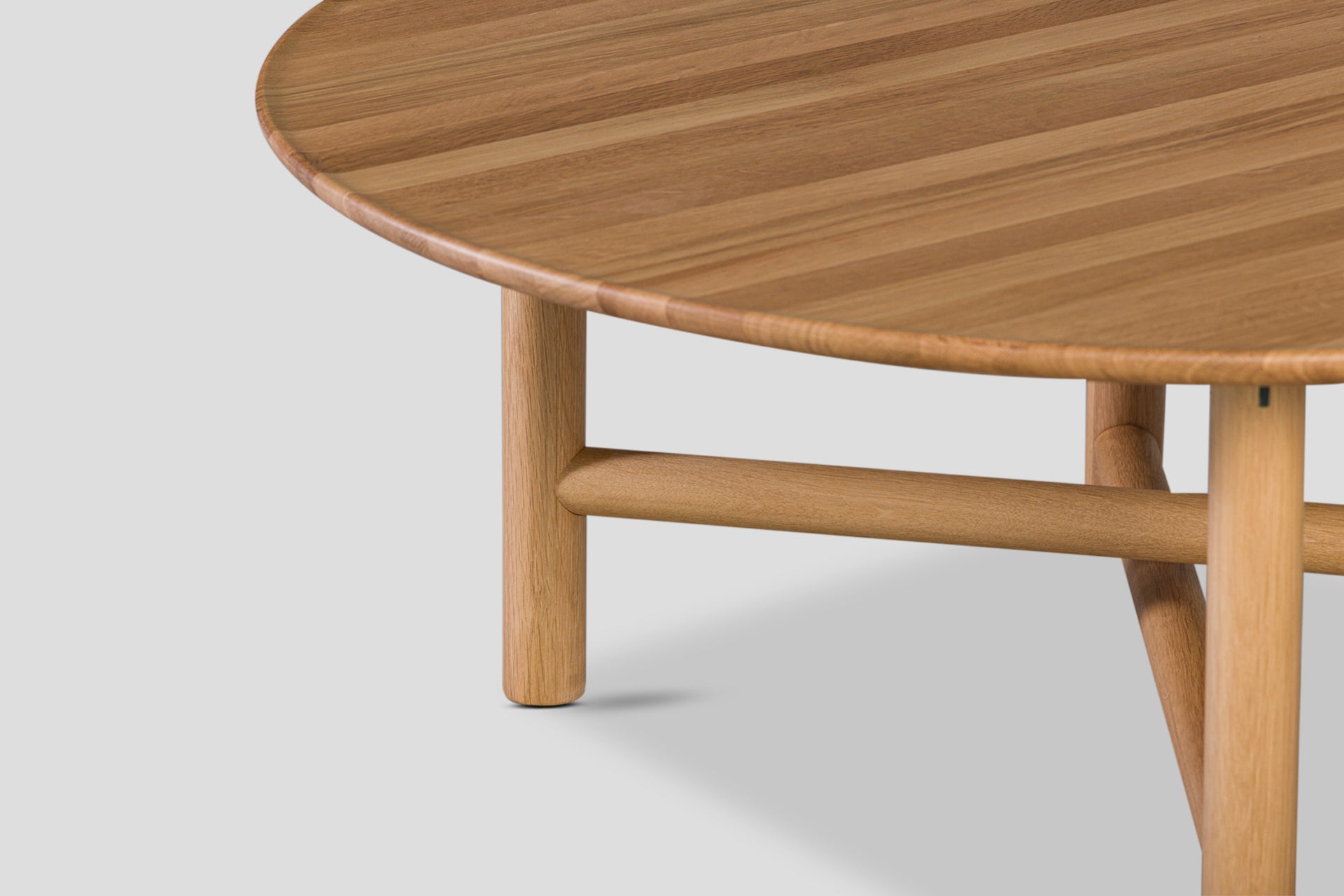 Akis Round Coffee Table Solid Wood Oak Top, Solid Oak Cylinder Legs (105 cm)