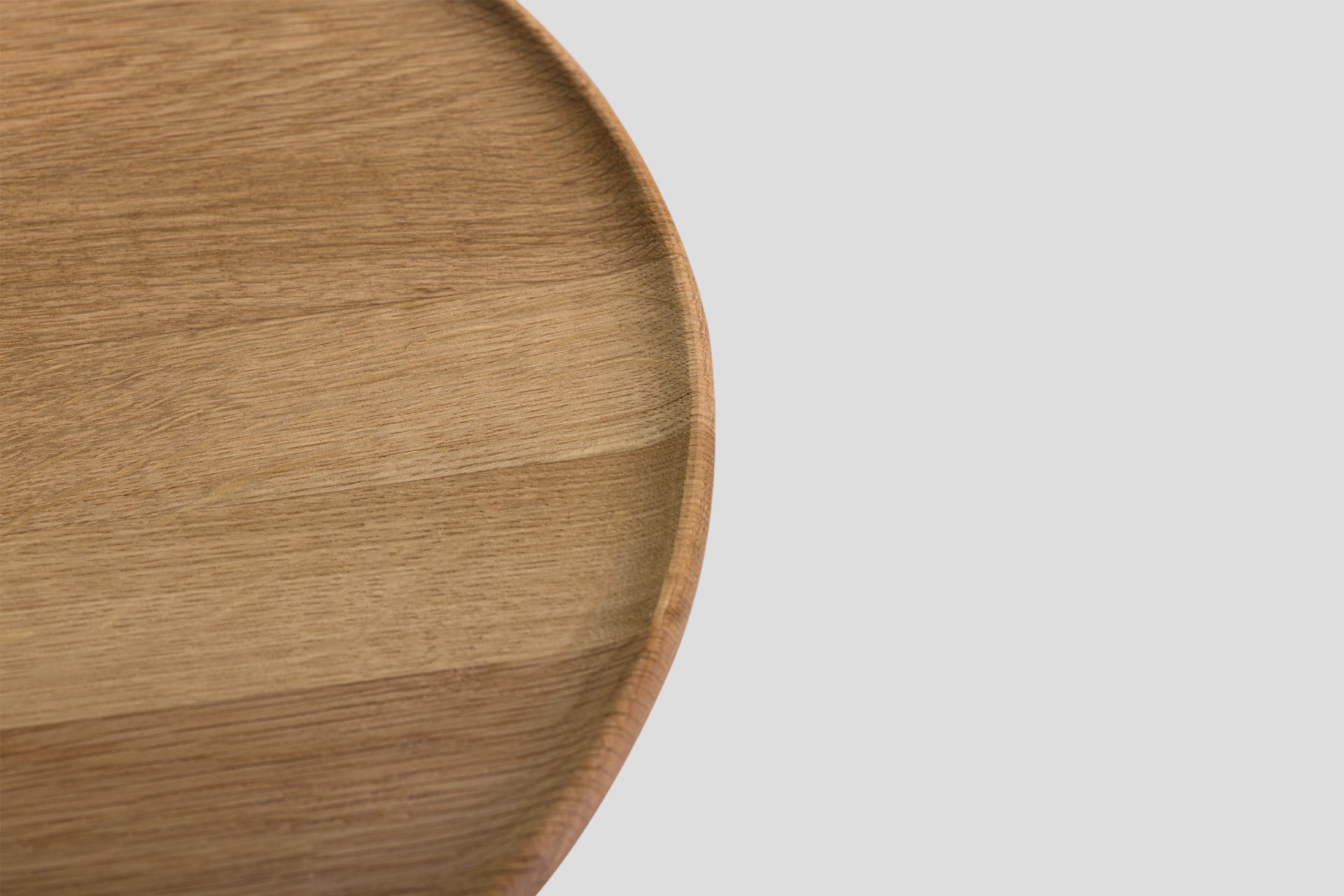 Akis Round Side Table Solid Wood Oak Table Top, Solid Oak Cylinder Legs