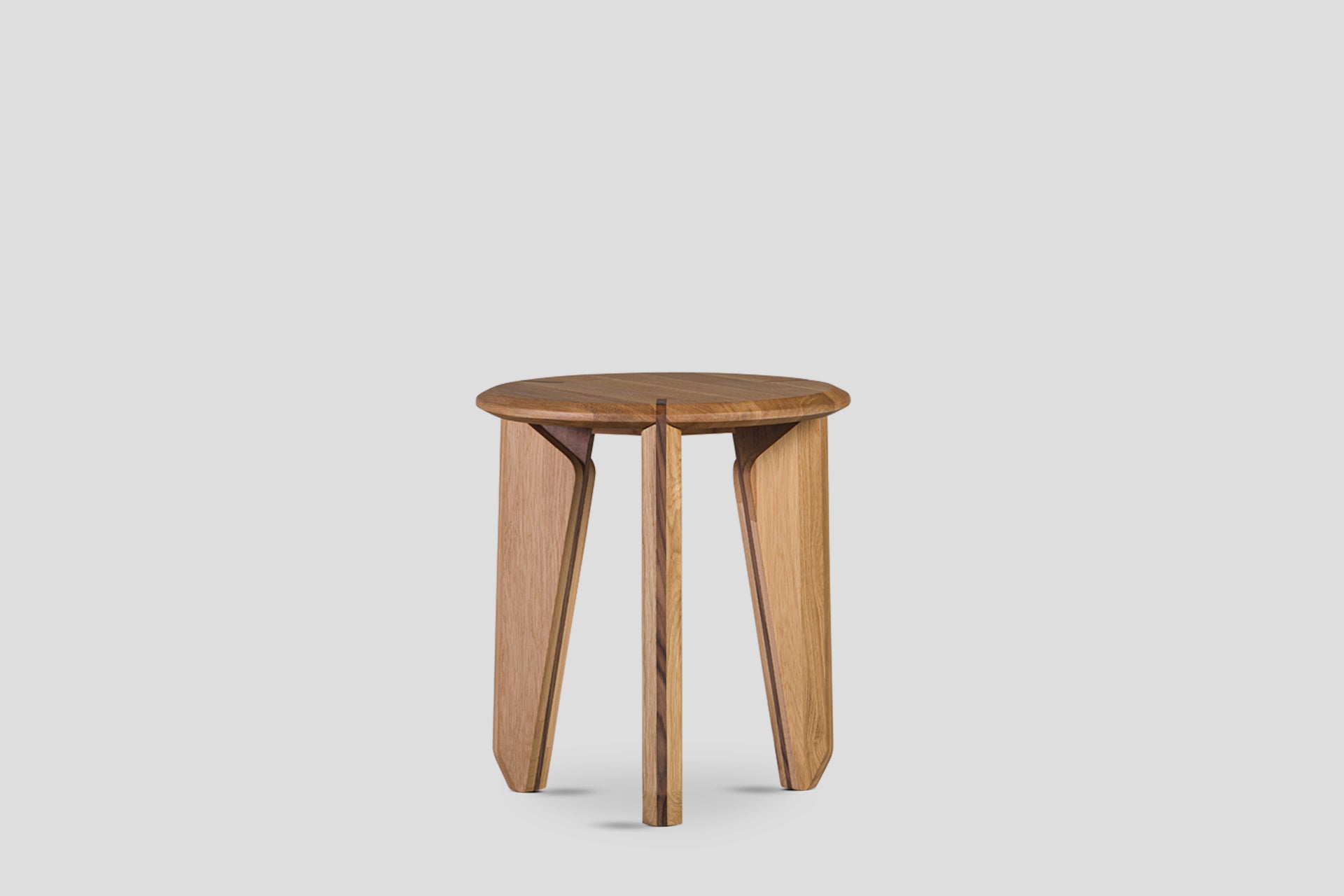 Lika Solid Wood Oak, Walnut Solid Wood Detailed Round Side Table
