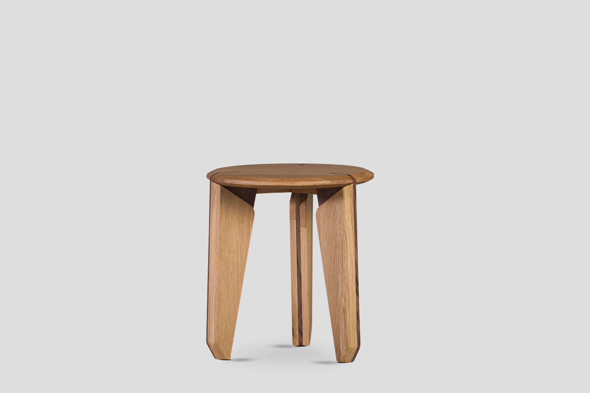 Lika Solid Wood Oak, Walnut Solid Wood Detailed Round Side Table