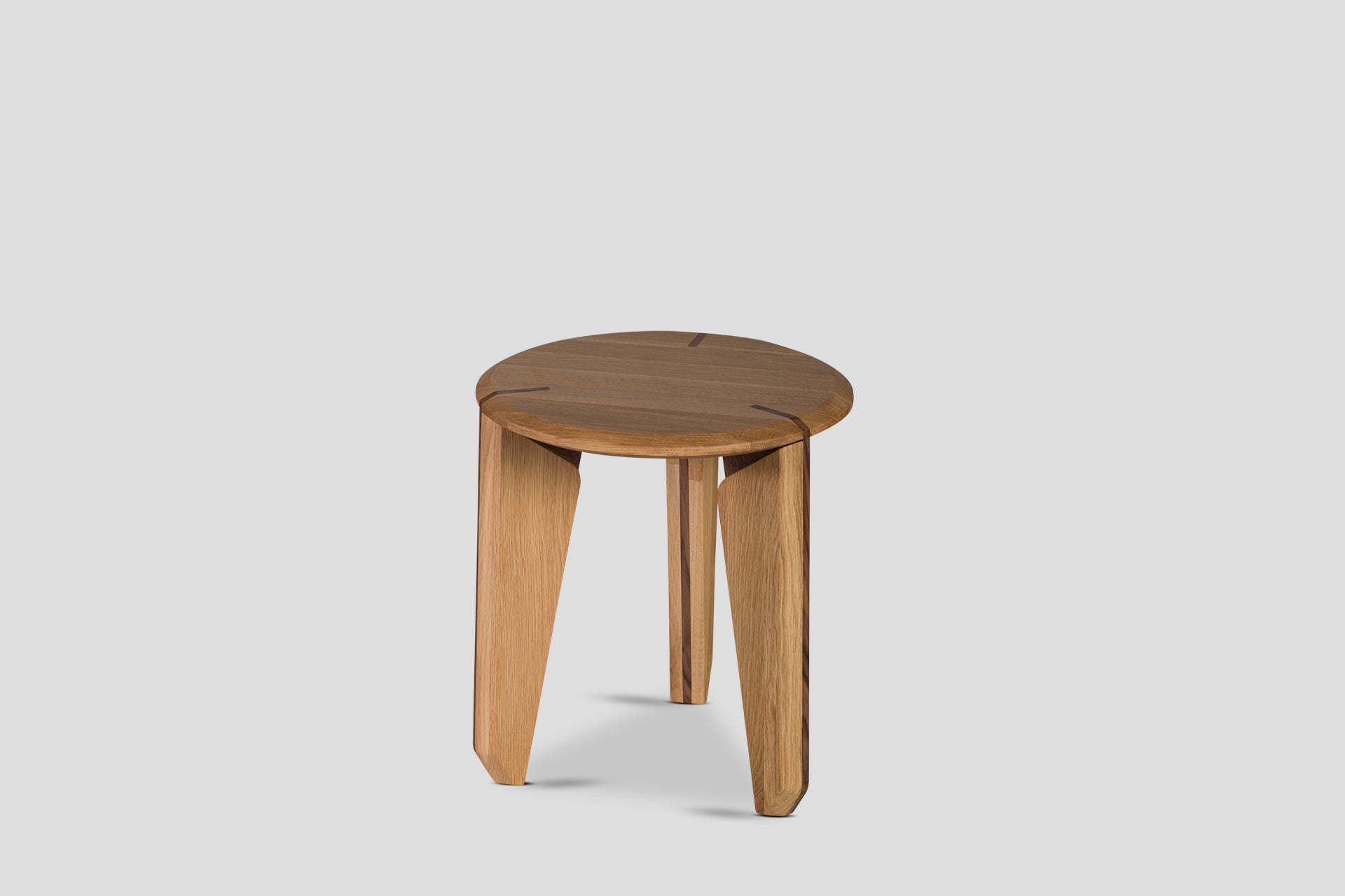 Lika Solid Wood Oak, Walnut Solid Wood Detailed Round Side Table