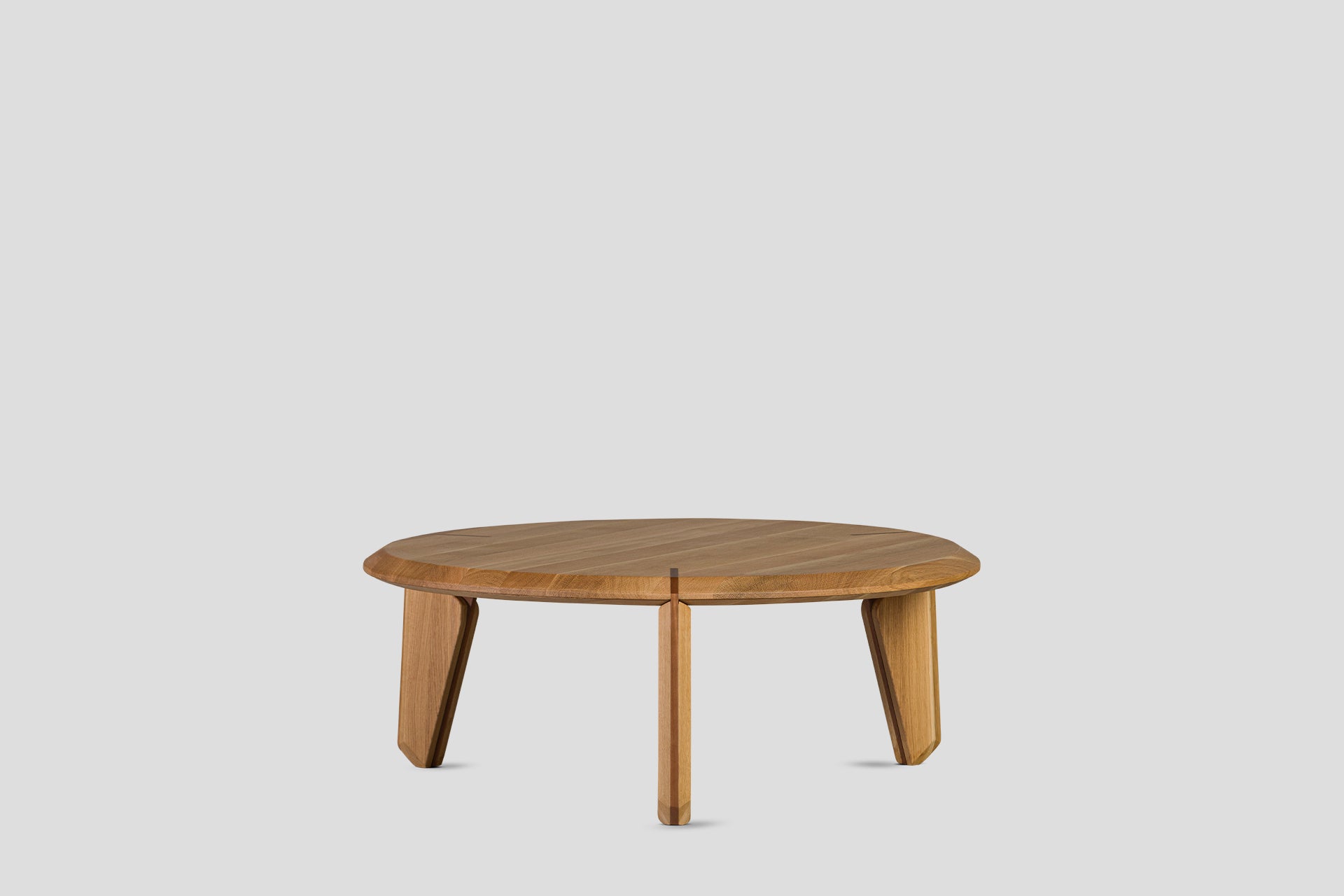Lika Solid Wood Oak, Walnut Solid Wood Detailed Round Coffee Table