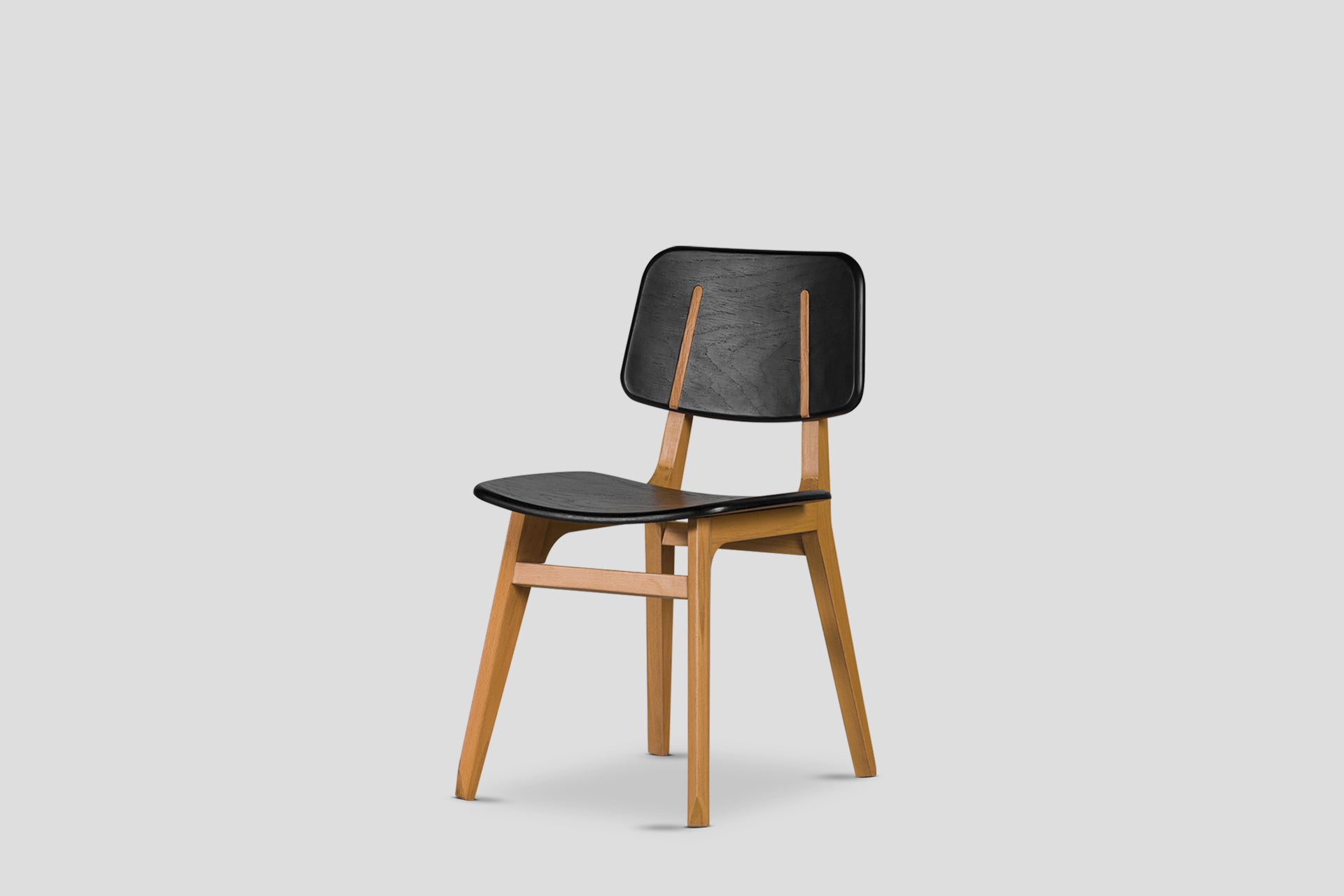 Lika Chair Solid Wood Oak Body, Solid Wood Black Back, Solid Wood Black Seat Font