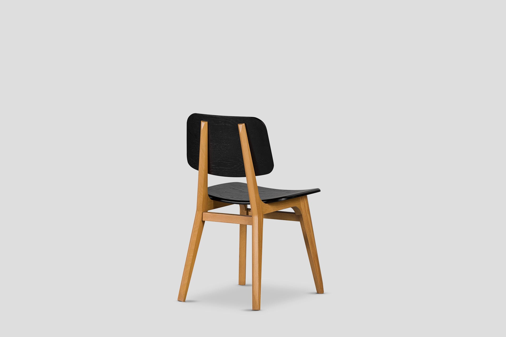 Lika Chair Solid Wood Oak Body, Solid Wood Black Back, Solid Wood Black Seat Font