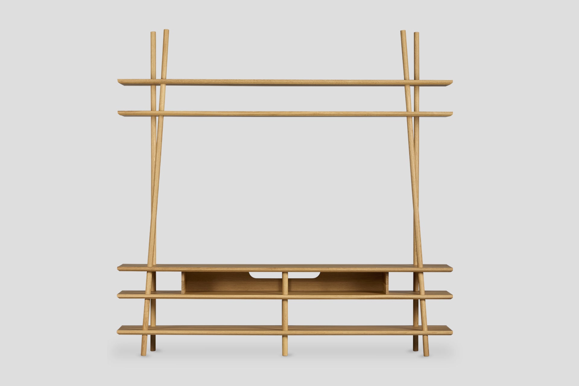 Kavel Bookcase/TV Unit – Solid Wood Oak, Natural Varnish