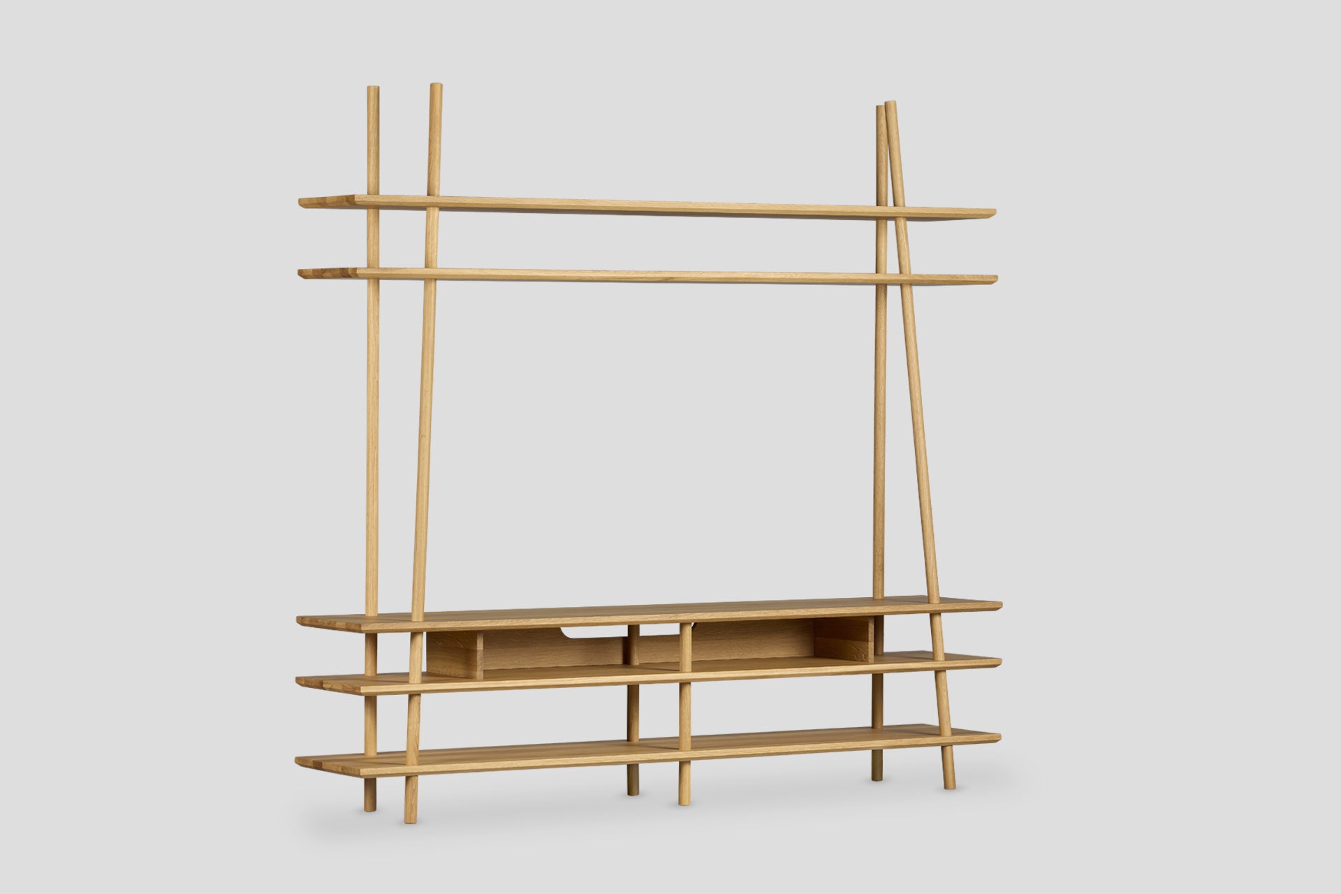 Kavel Bookcase/TV Unit – Solid Wood Oak, Natural Varnish