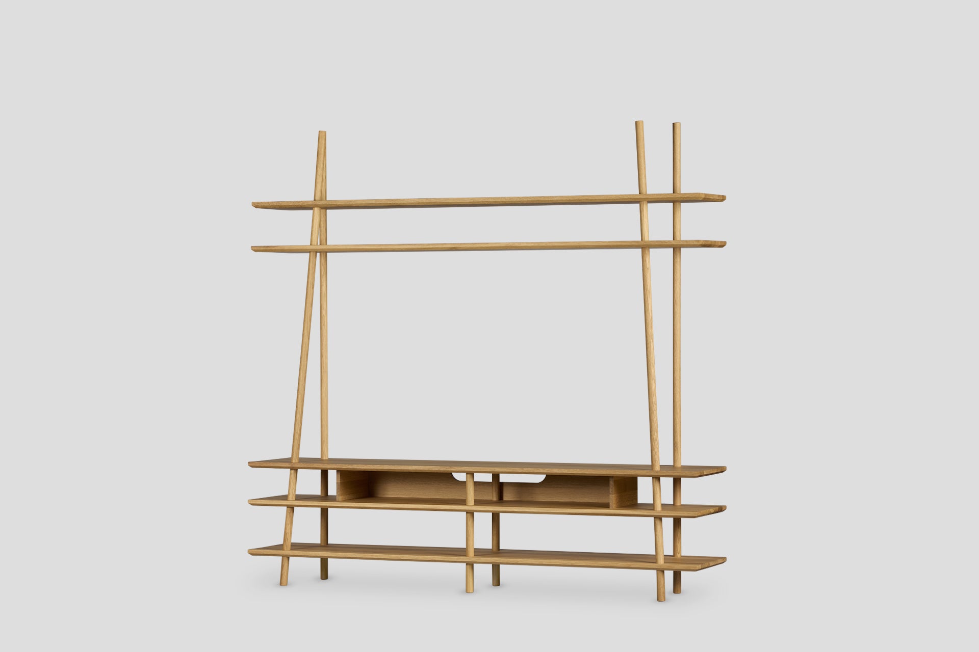 Kavel Bookcase/TV Unit – Solid Wood Oak, Natural Varnish