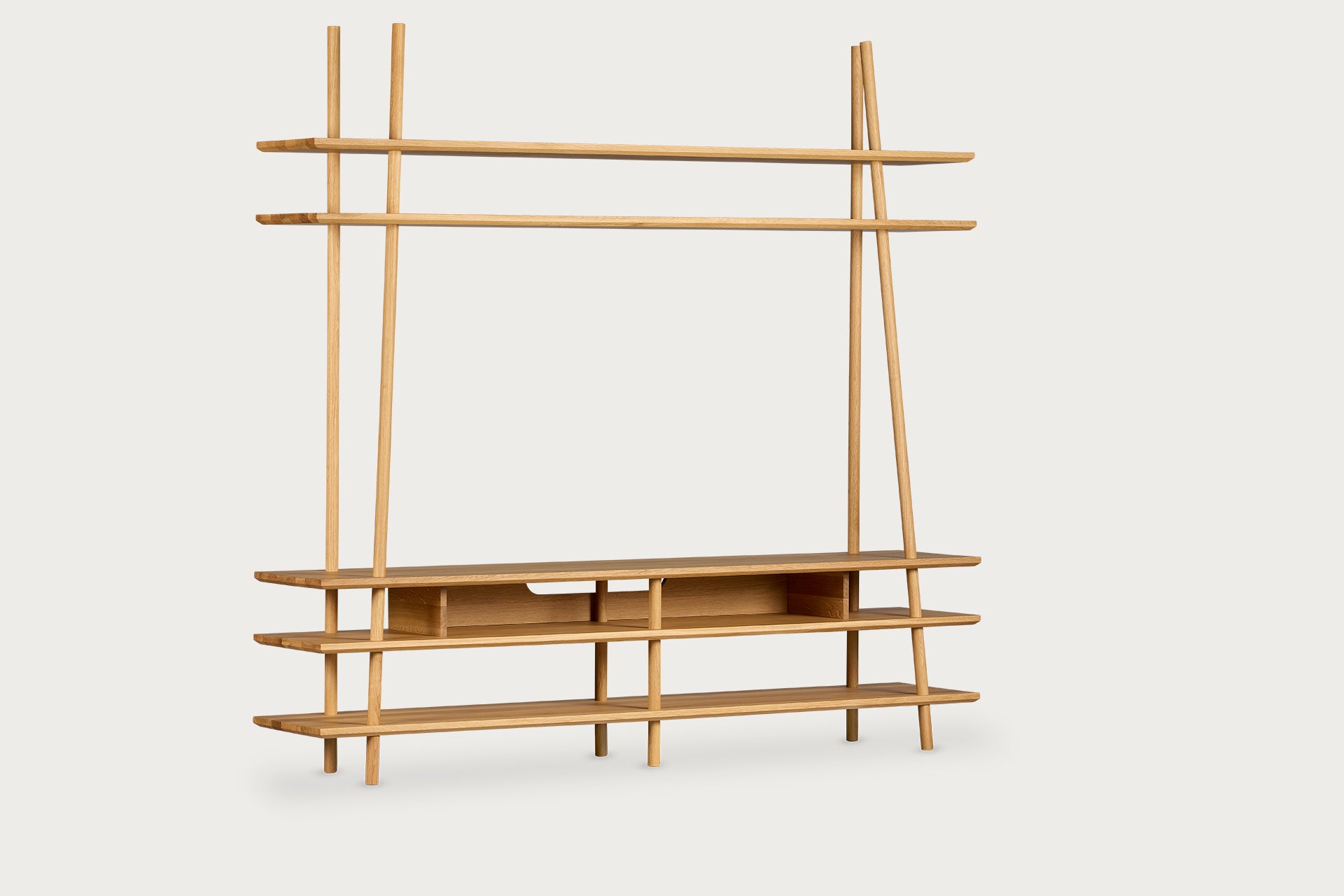 Kavel Bookcase/TV Unit – Solid Wood Oak, Natural Varnish