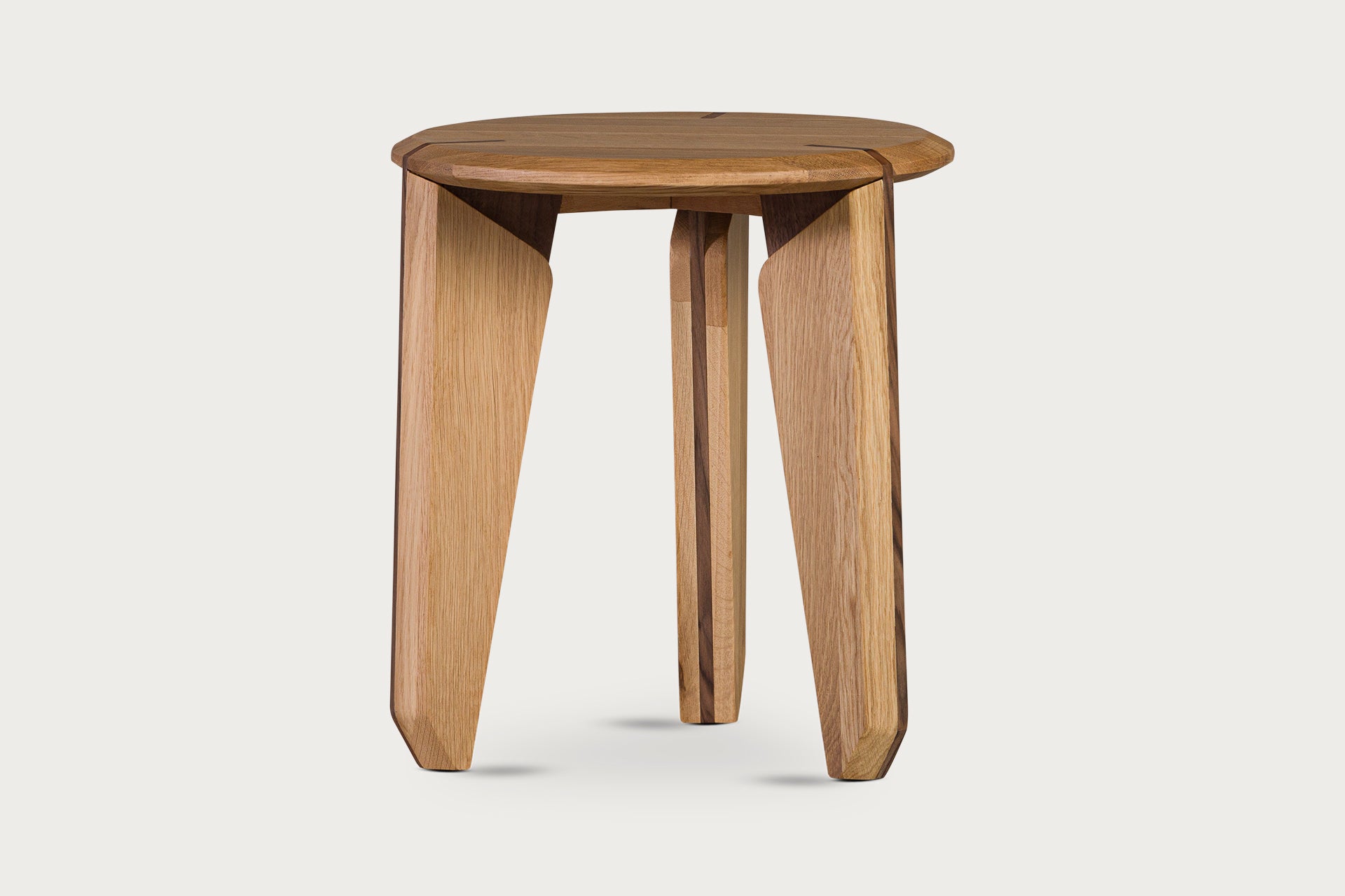 Lika Solid Wood Oak, Walnut Solid Wood Detailed Round Side Table