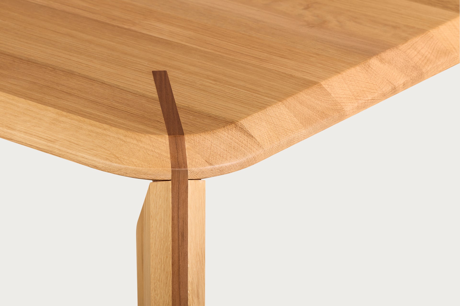 Lika Rectangular Dining Table for 6, Solid Oak, Walnut Detail, 160 cm