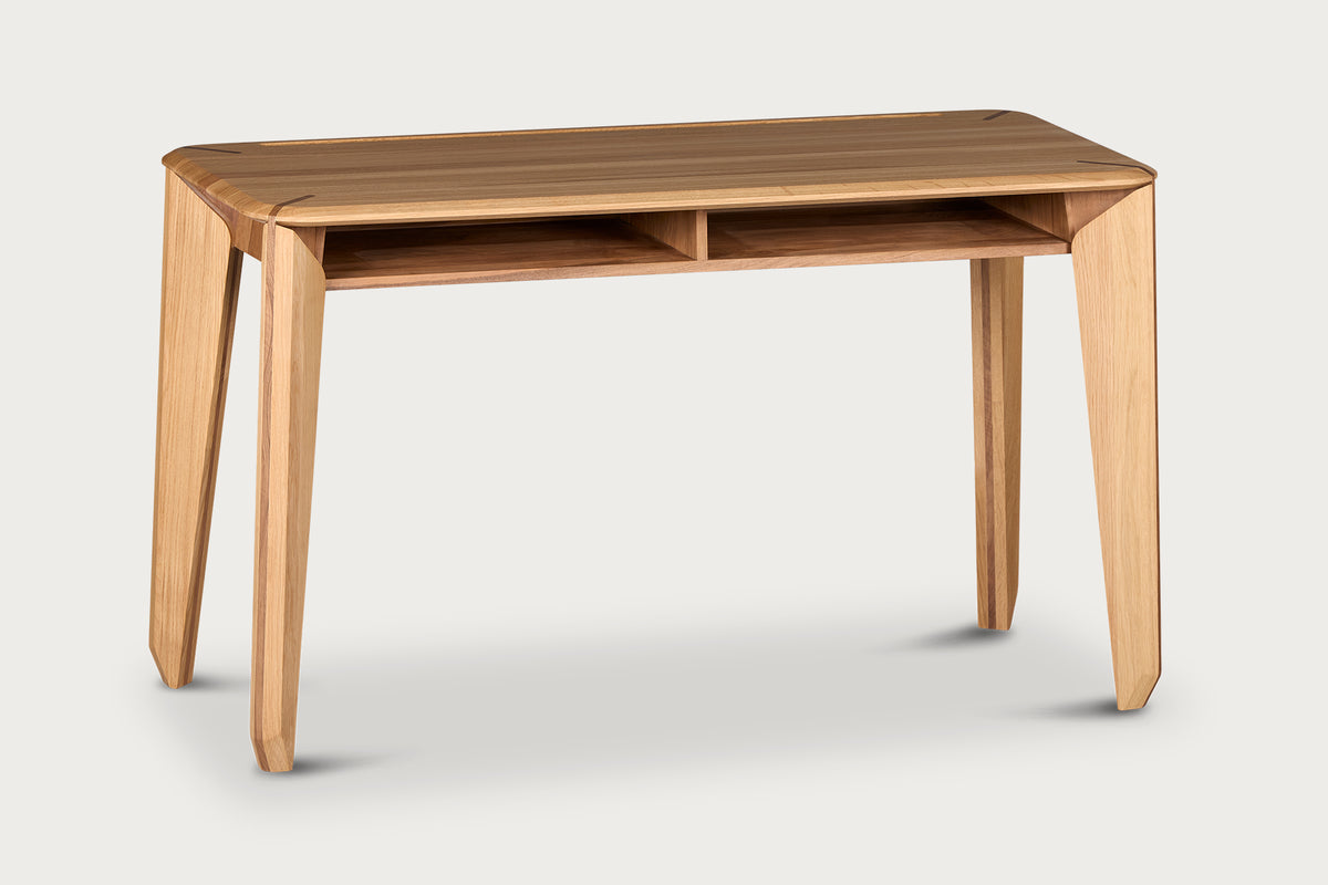Lika Study Desk & Dresser, Solid Oak, Walnut Detail