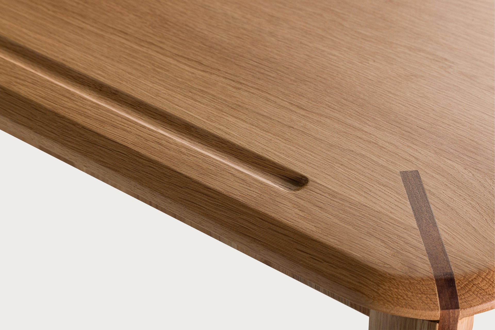 Lika Study Desk & Dresser, Solid Oak, Walnut Detail