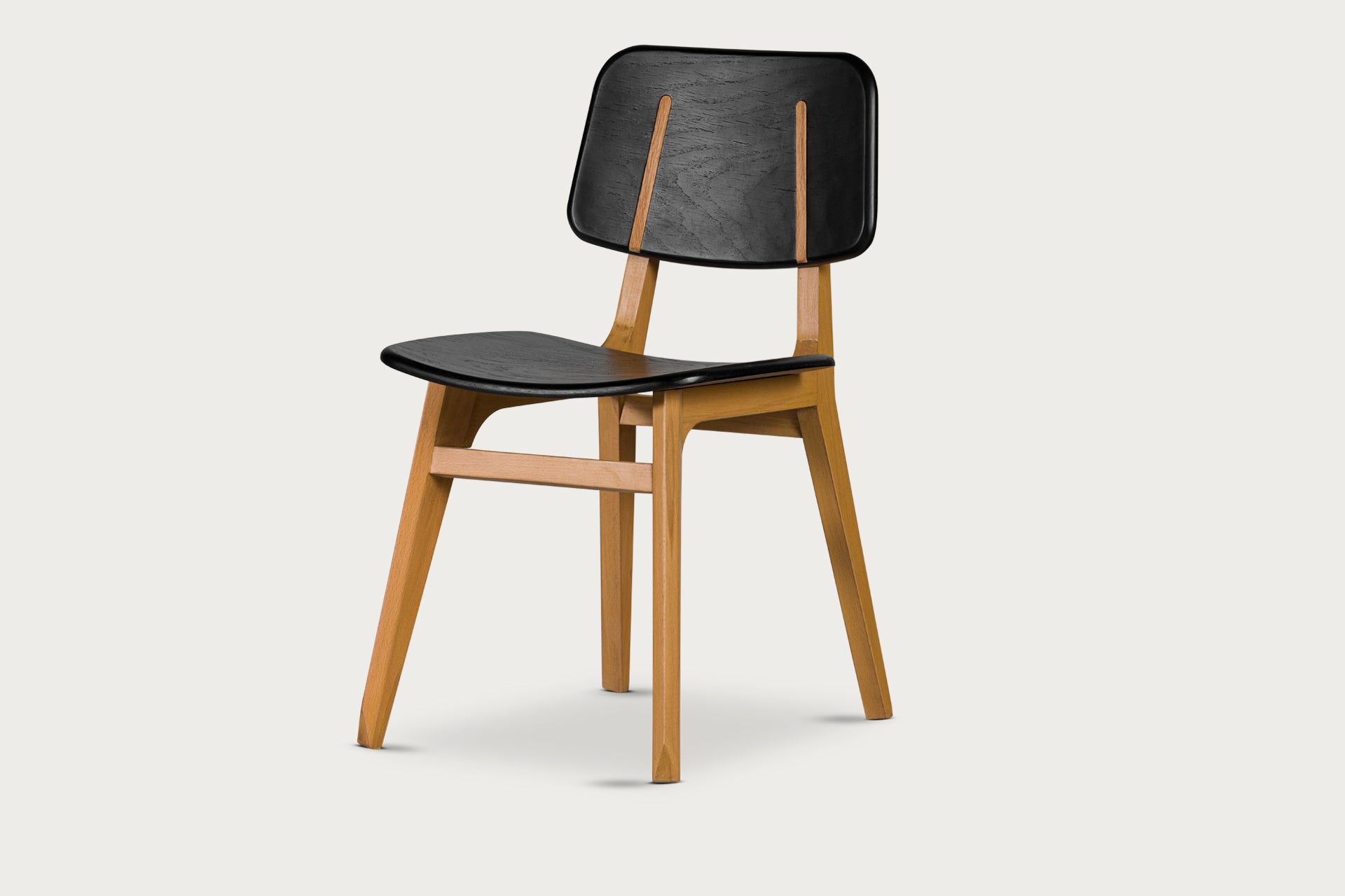 Lika Chair Solid Wood Oak Body, Solid Wood Black Back, Solid Wood Black Seat Font