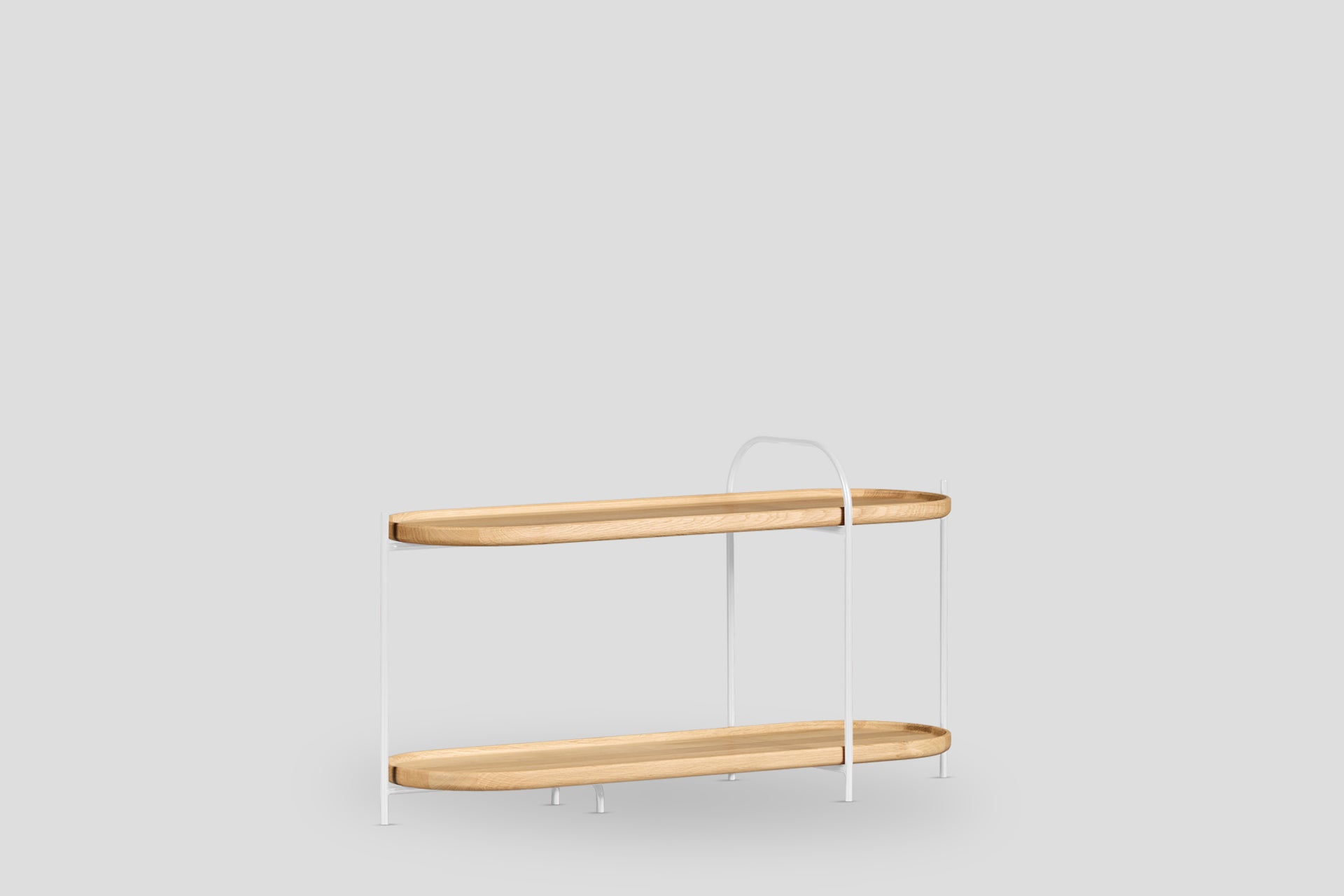 Royere Konsol 2 Katlı Meşe Ahşap Tablalı