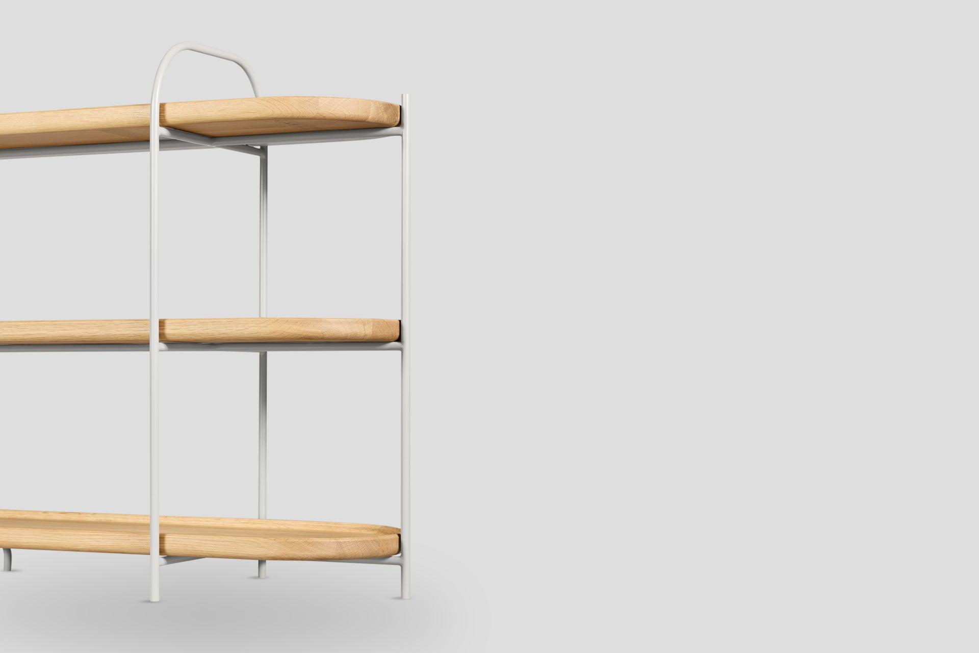 Royere Konsol 3 Katlı Meşe Ahşap Tablalı