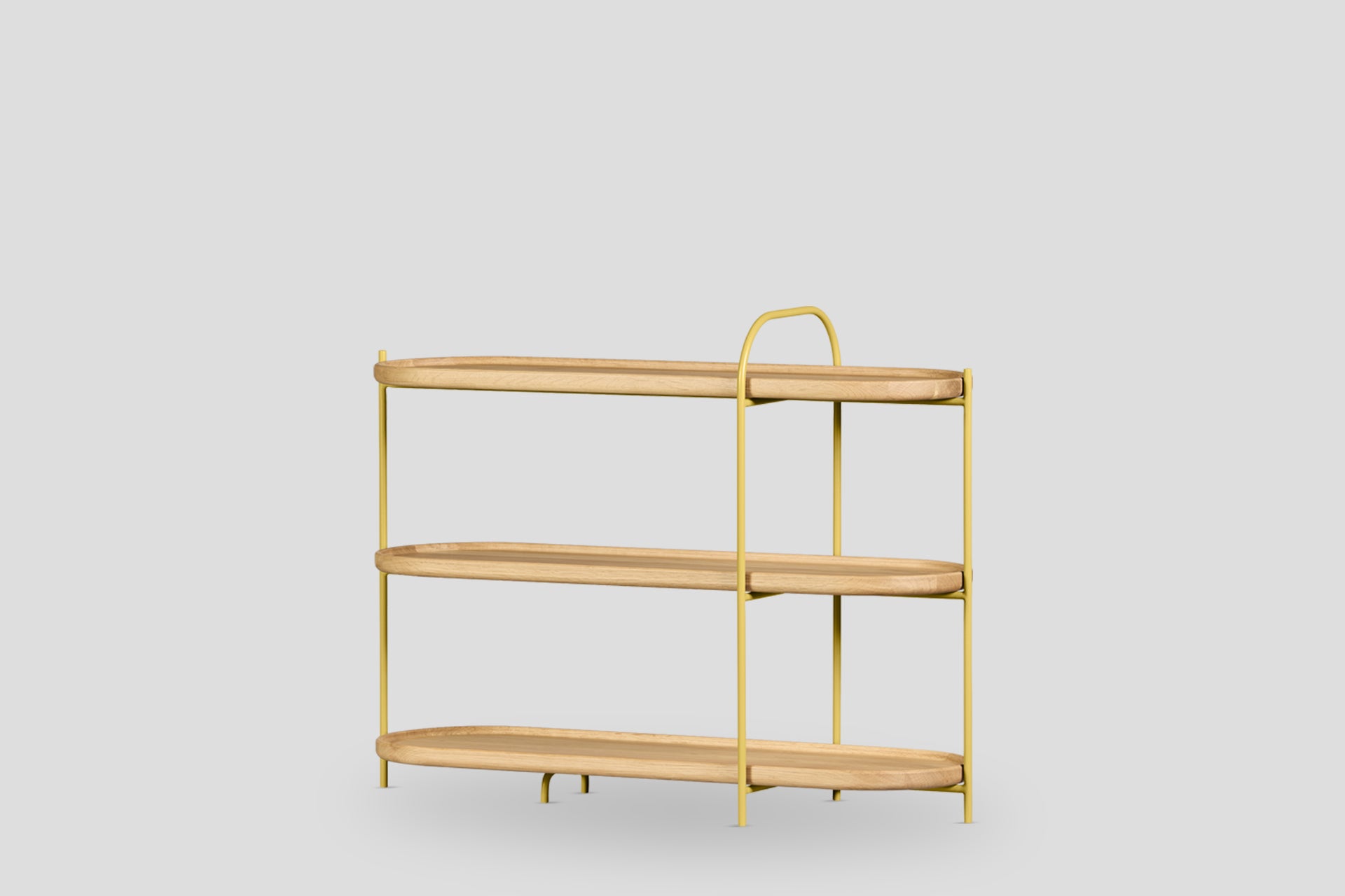 Royere Konsol 3 Katlı Meşe Ahşap Tablalı