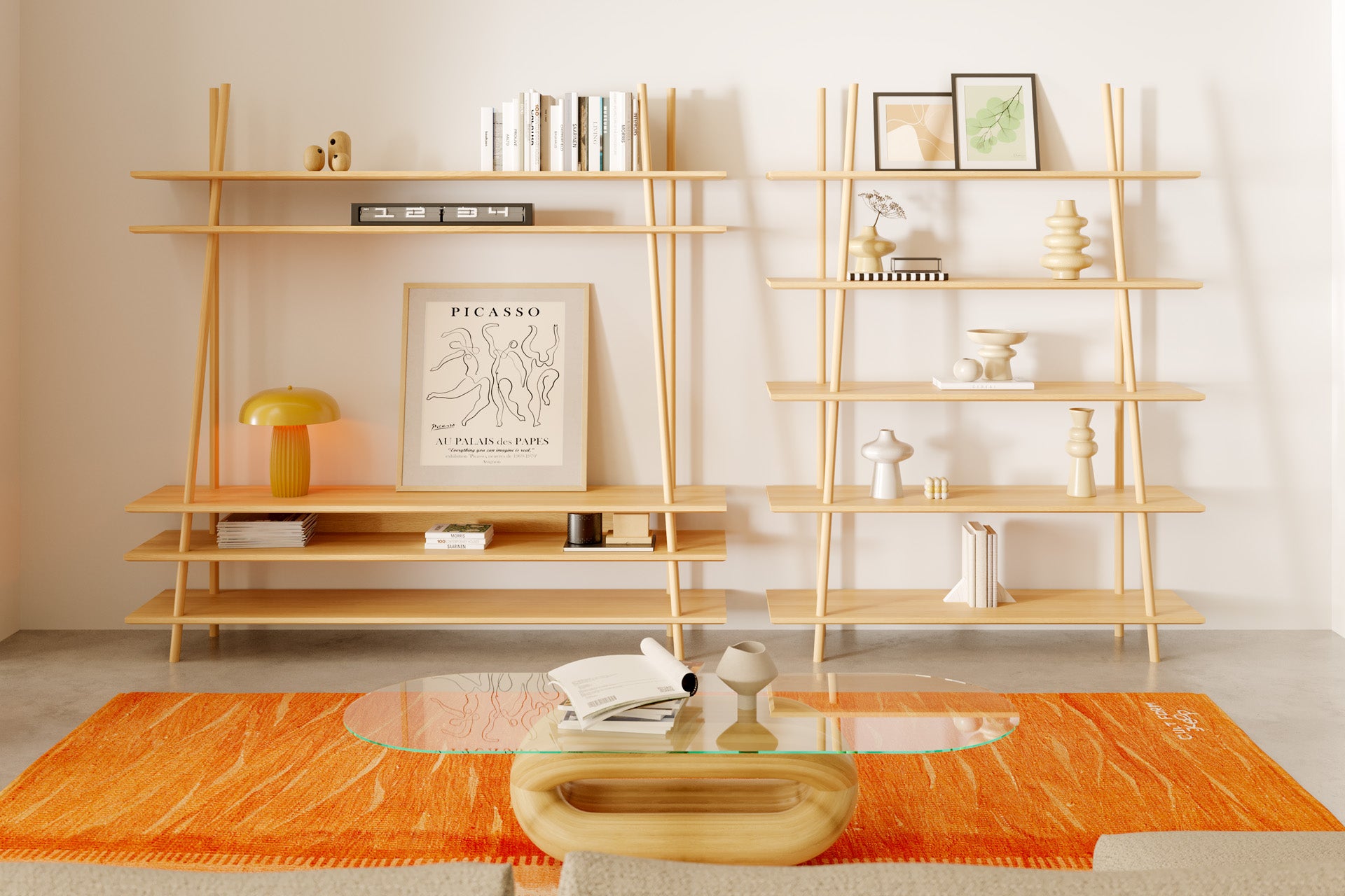 Kavel Kitaplık/Büfe – 90 cm Genişlik, Masif Ahşap Meşe, Naturel