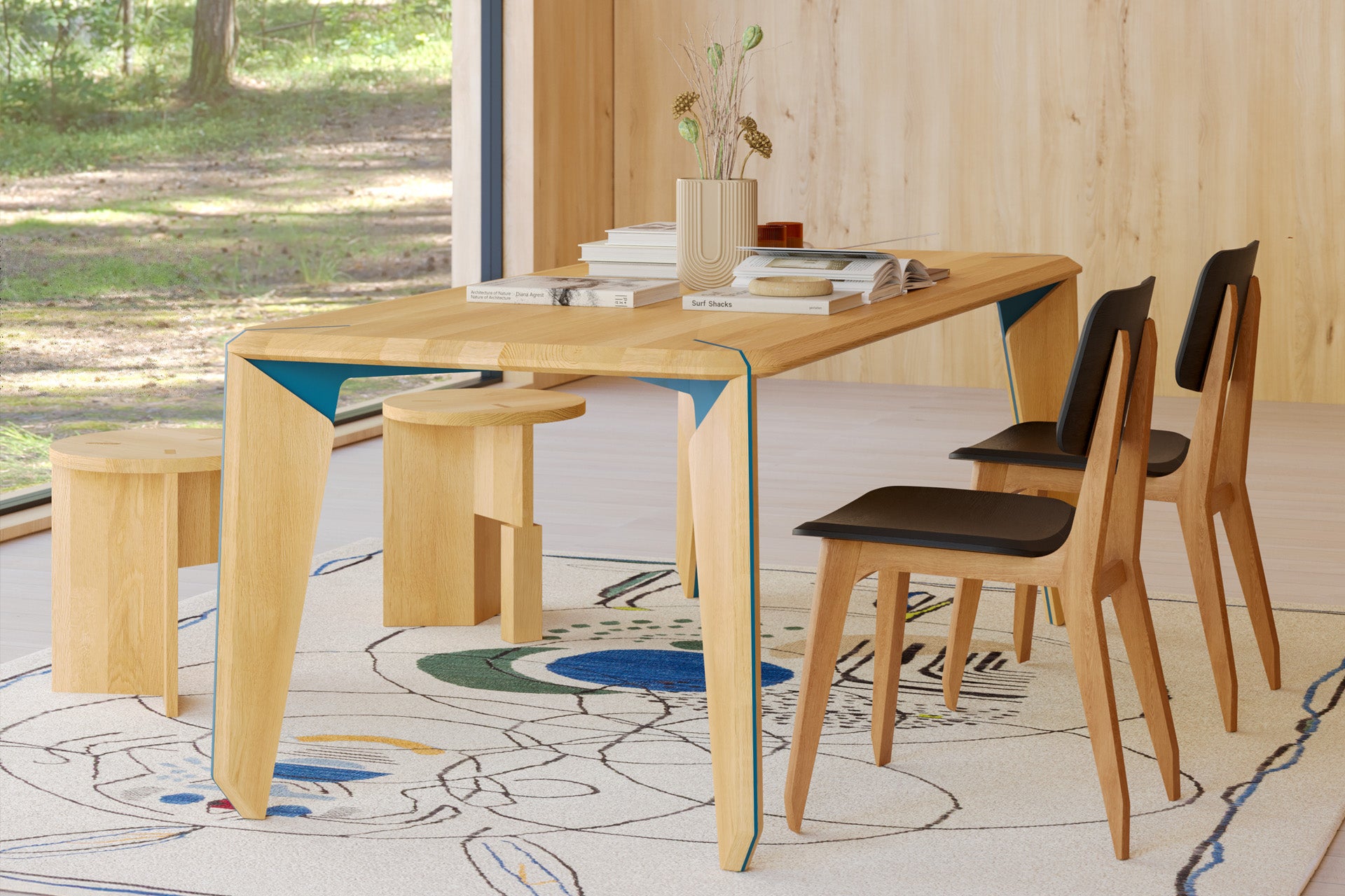 Lika Chair Solid Wood Oak Body, Solid Wood Black Back, Solid Wood Black Seat Font