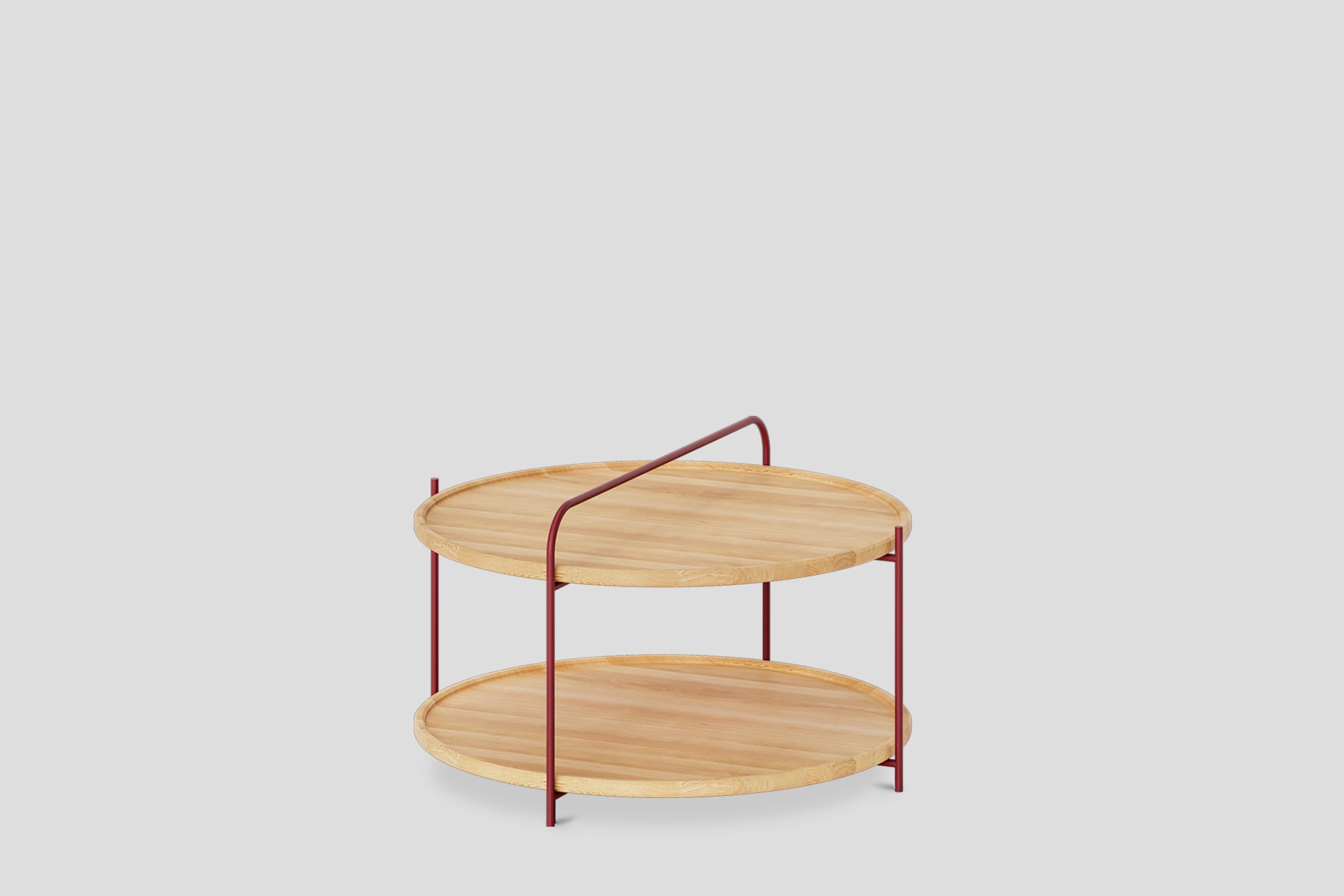 Royere Orta Sehpa Meşe Ahşap Tablalı