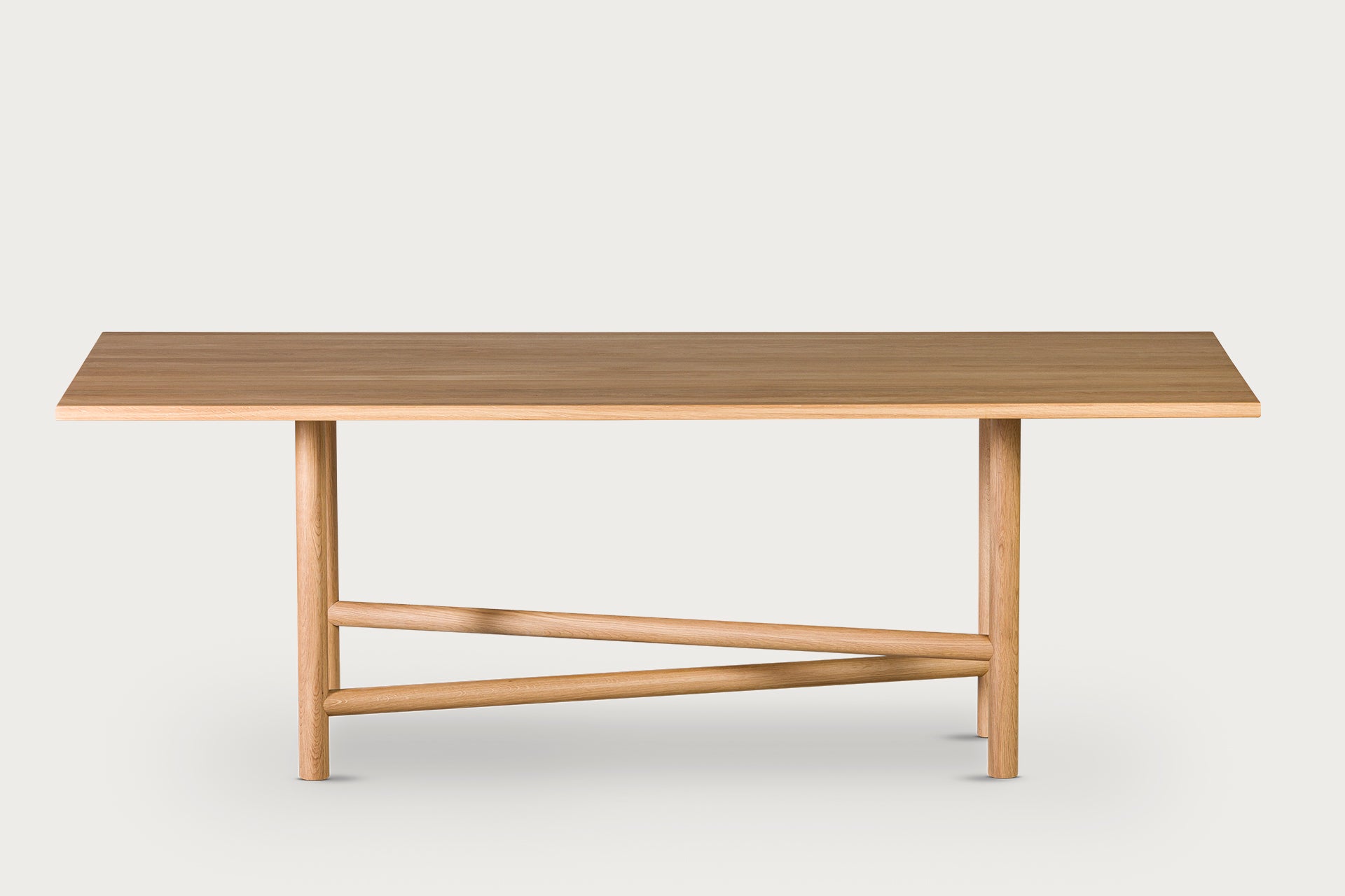 Akis Rectangular Dining Table for 6, Solid Oak, Cylinder Legs