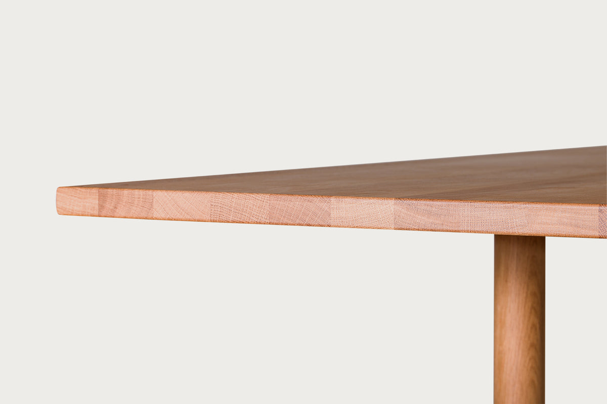 Akis Rectangular Dining Table for 6, Solid Oak, Cylinder Legs