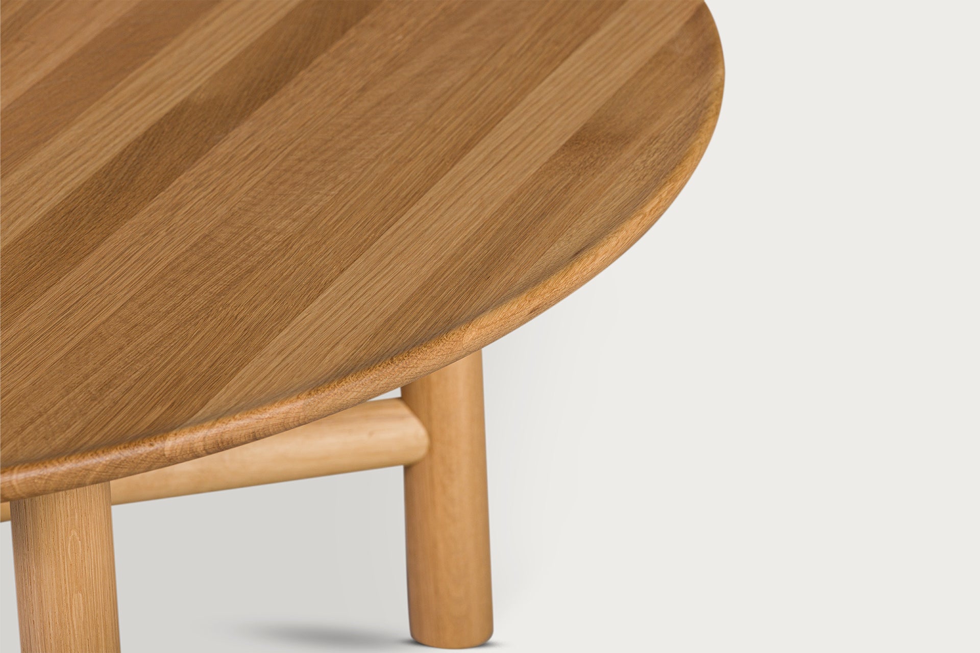 Akis Round Coffee Table, Solid Oak, Cylinder Legs, 80 cm