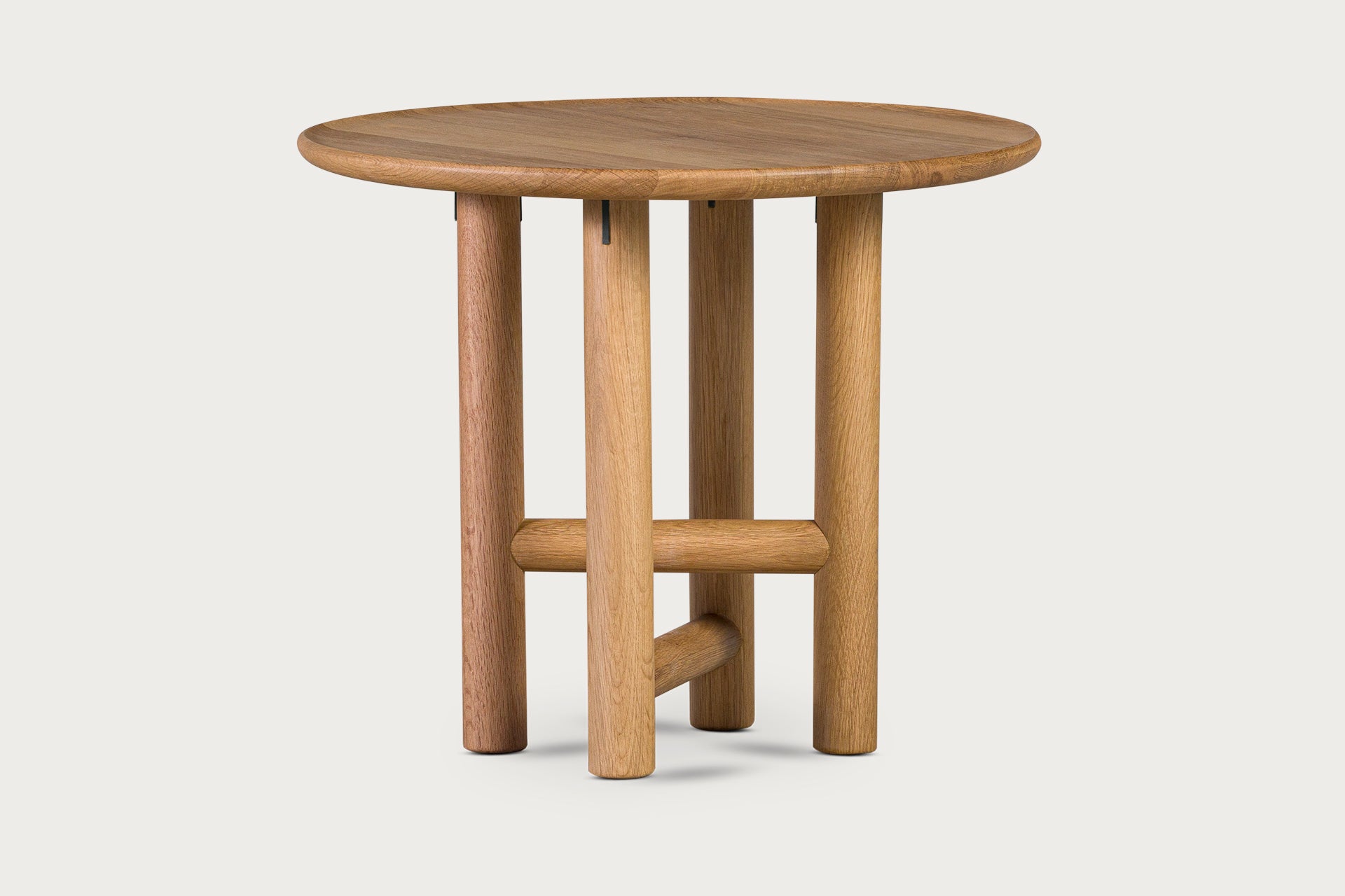 Akis Round Side Table, Solid Oak, Cylinder Legs
