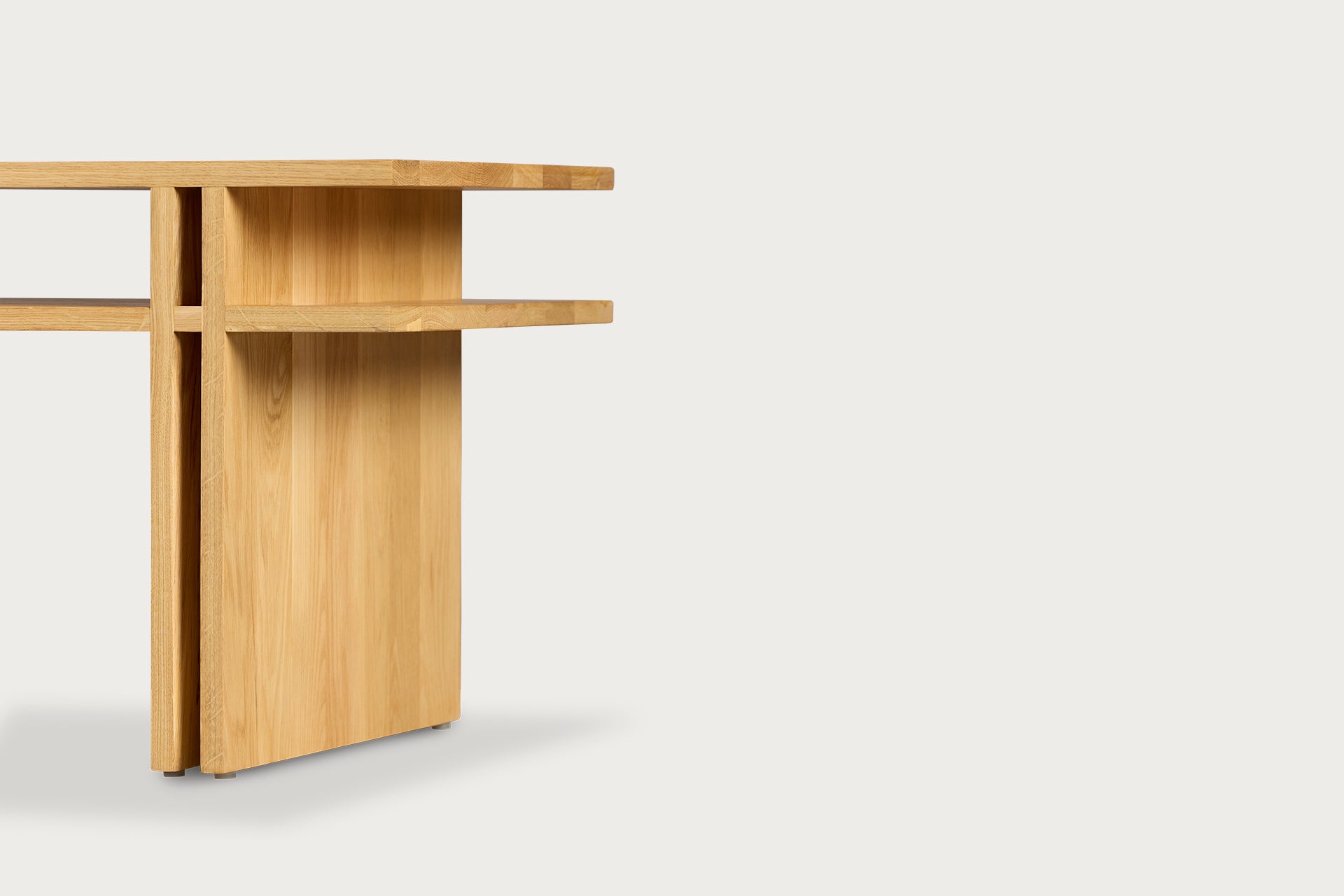 Dual Coffee Table Solid Oak, Fixed Shelf