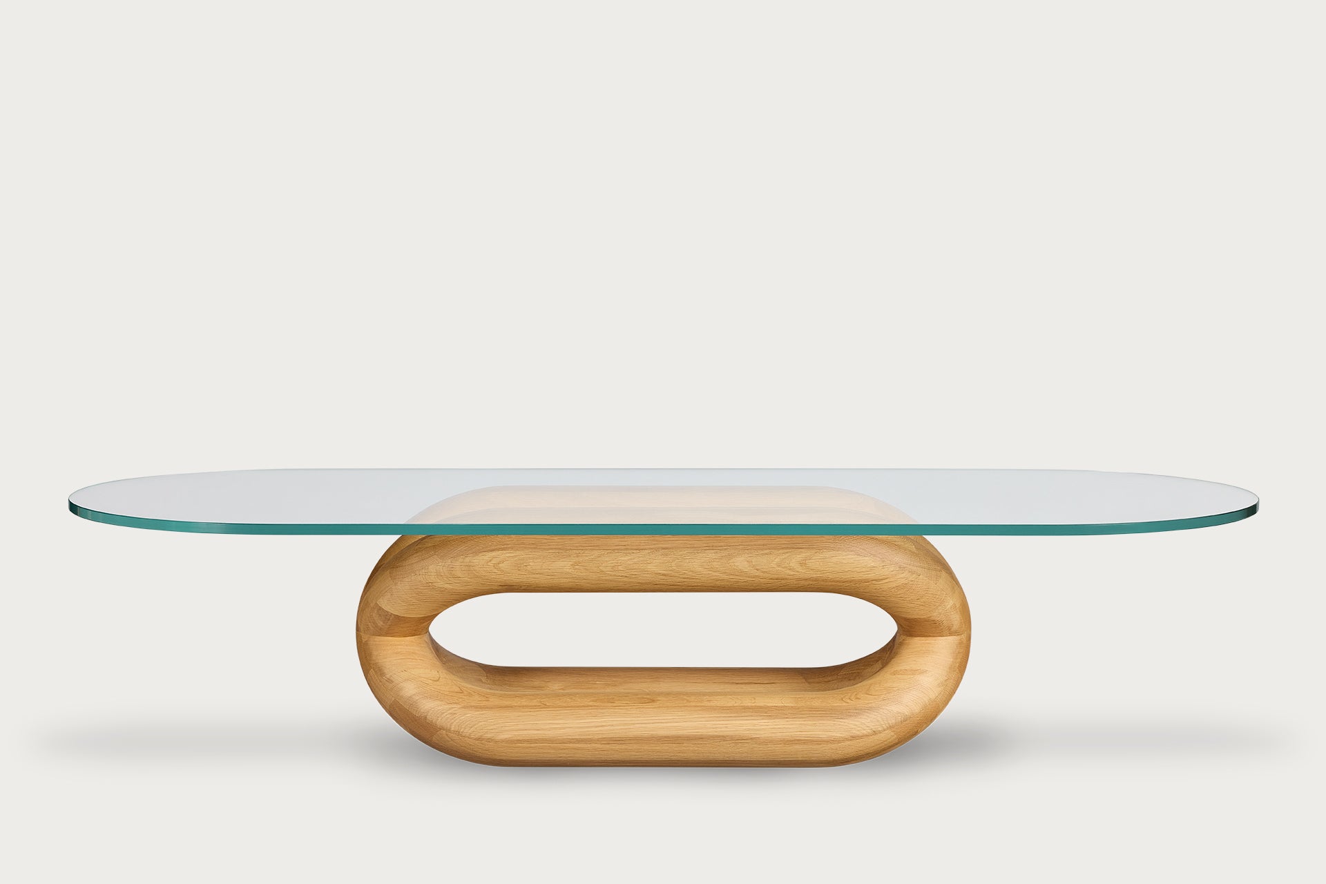 Gudi Oval Coffee Table, Natural, Glass Top