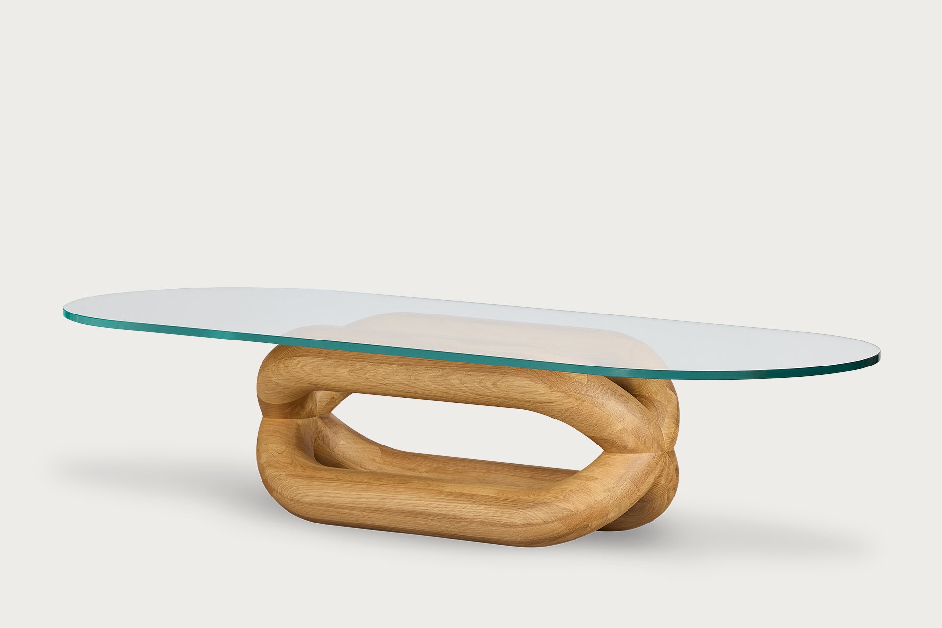 Gudi Oval Coffee Table, Natural, Glass Top