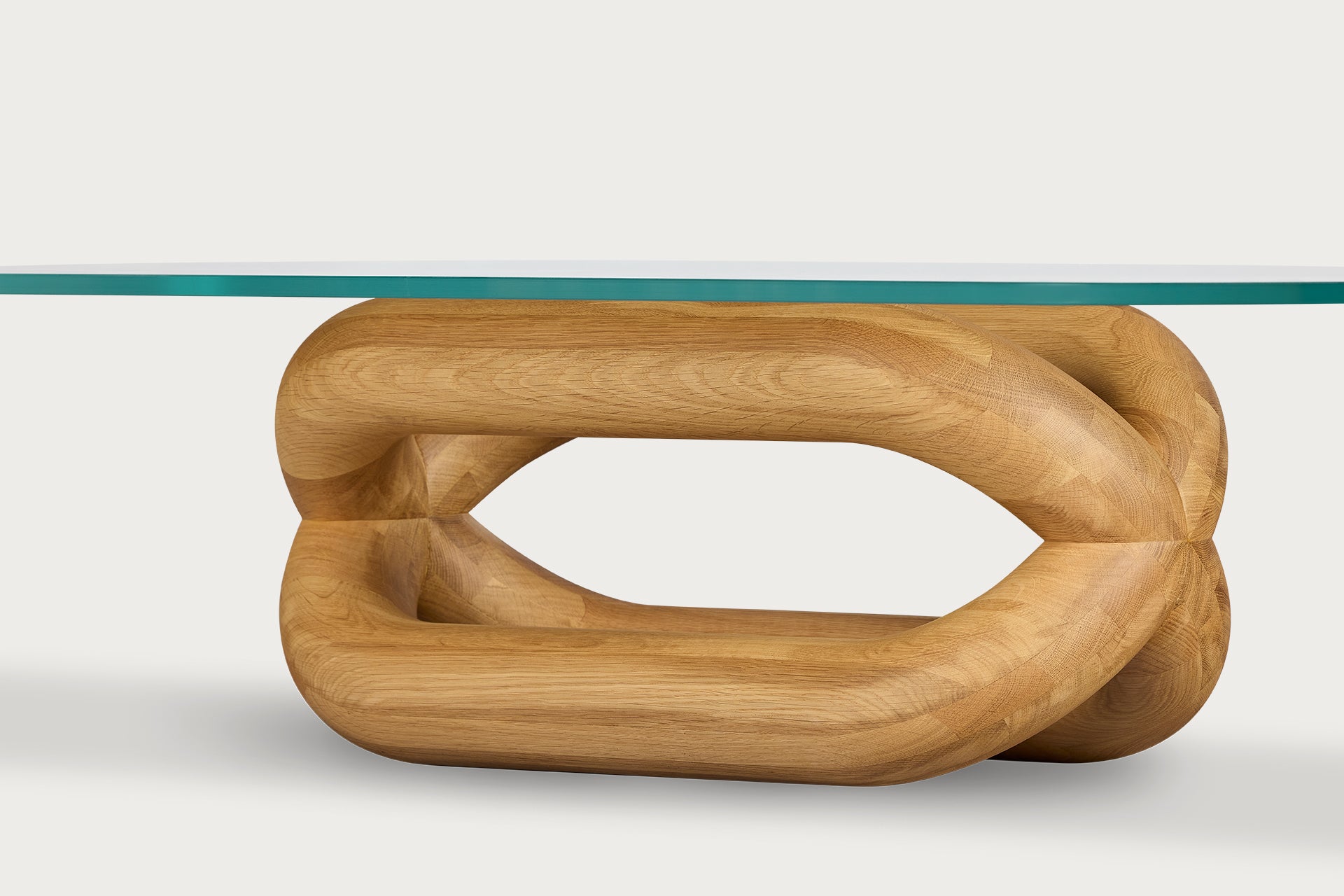 Gudi Oval Coffee Table, Natural, Glass Top