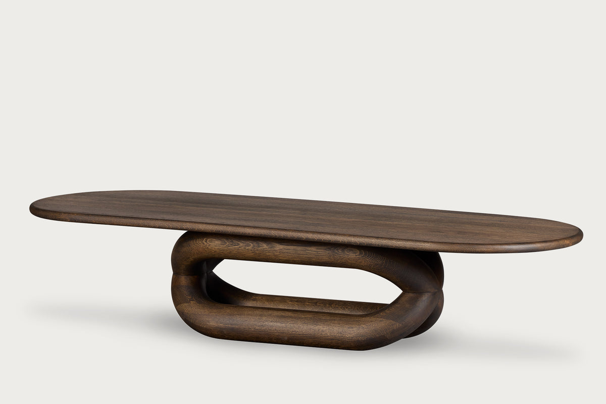 Gudi Oval Coffee Table, Charcoal, Oak Top