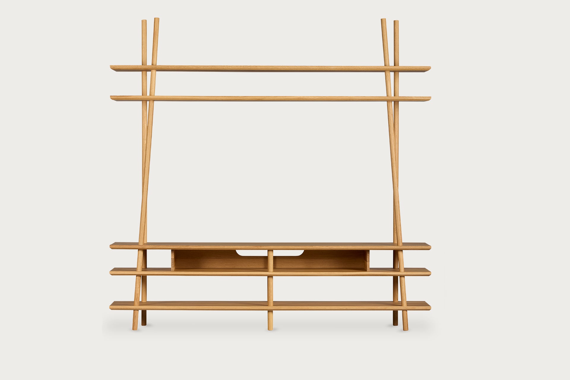 Kavel Bookcase/TV Unit – Solid Wood Oak, Natural Varnish