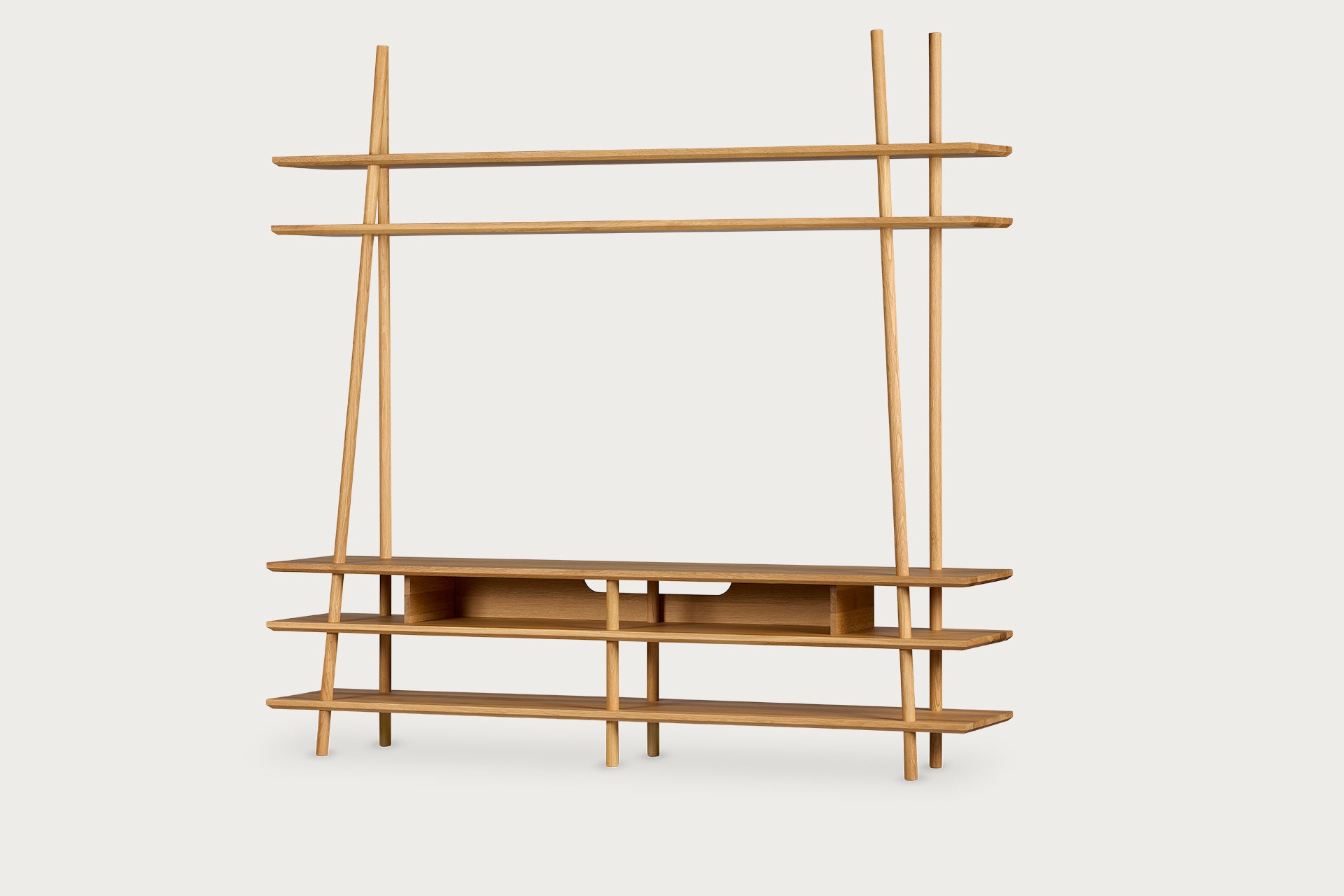 Kavel Bookcase/TV Unit – Solid Wood Oak, Natural Varnish
