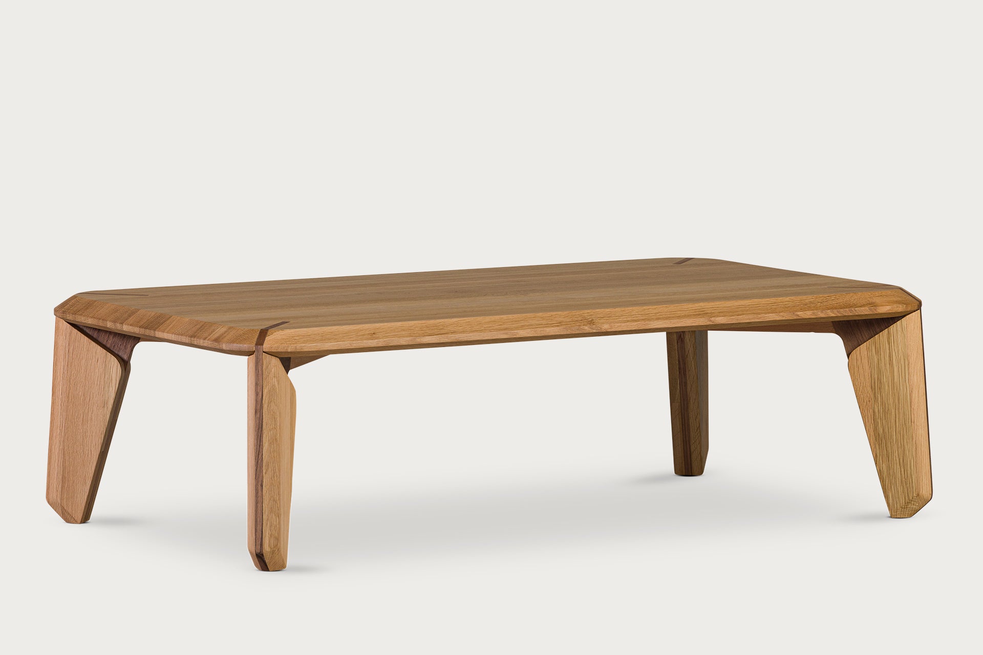 Lika Solid Wood Oak, Walnut Solid Wood Detailed Rectangular Coffee Table