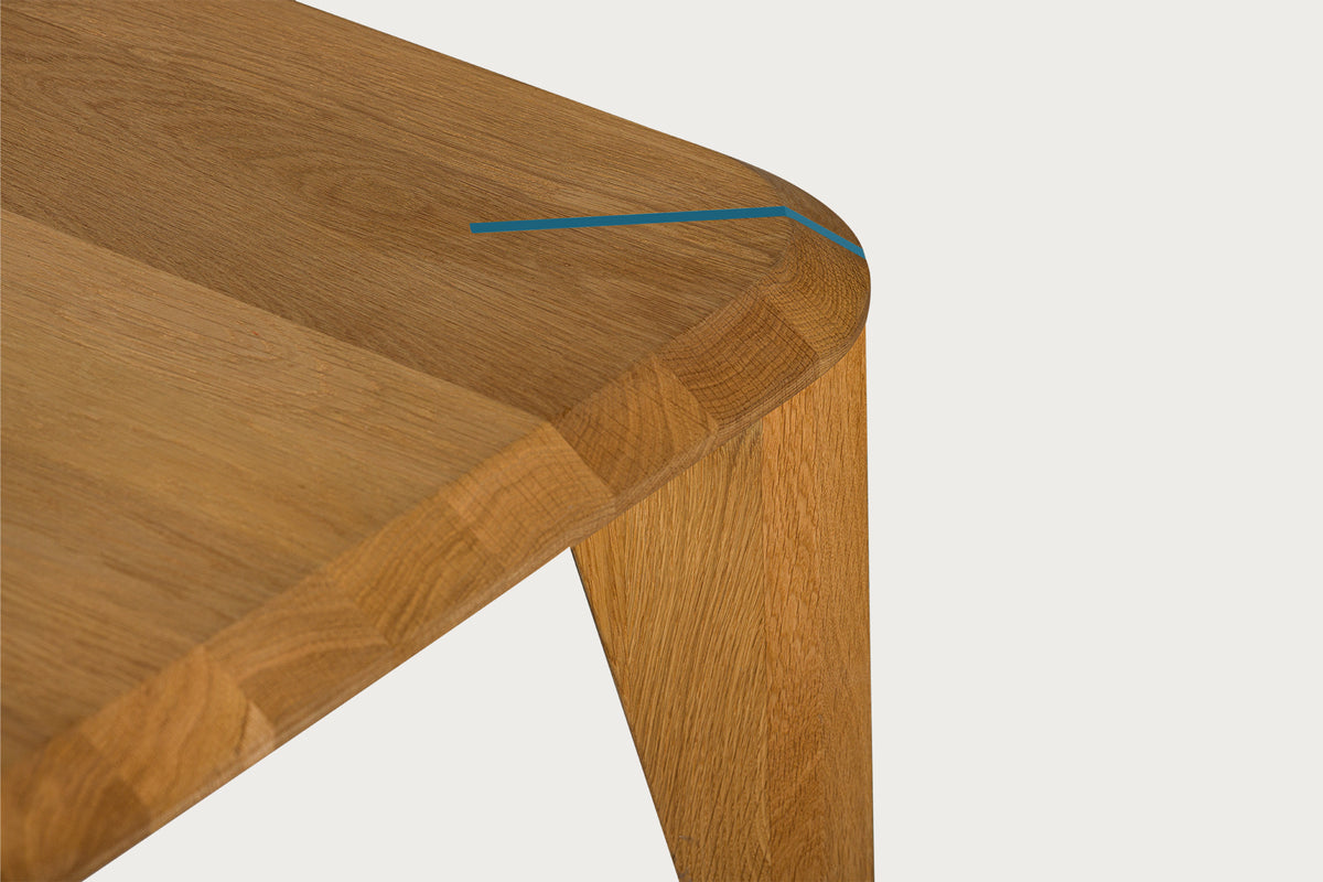 Lika Solid Oak Color Metal Detailed Rectangular Coffee Table