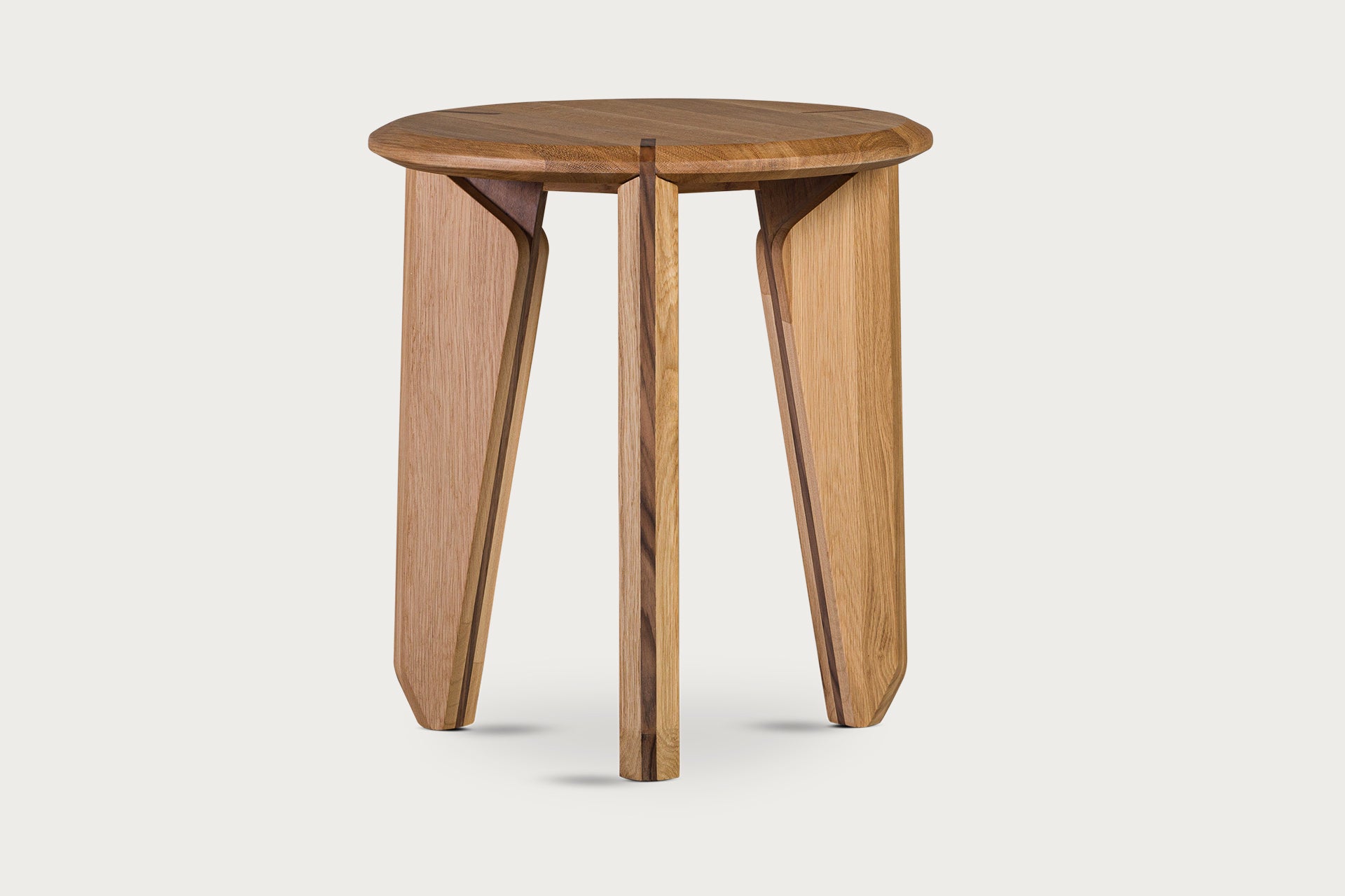 Lika Solid Wood Oak, Walnut Solid Wood Detailed Round Side Table