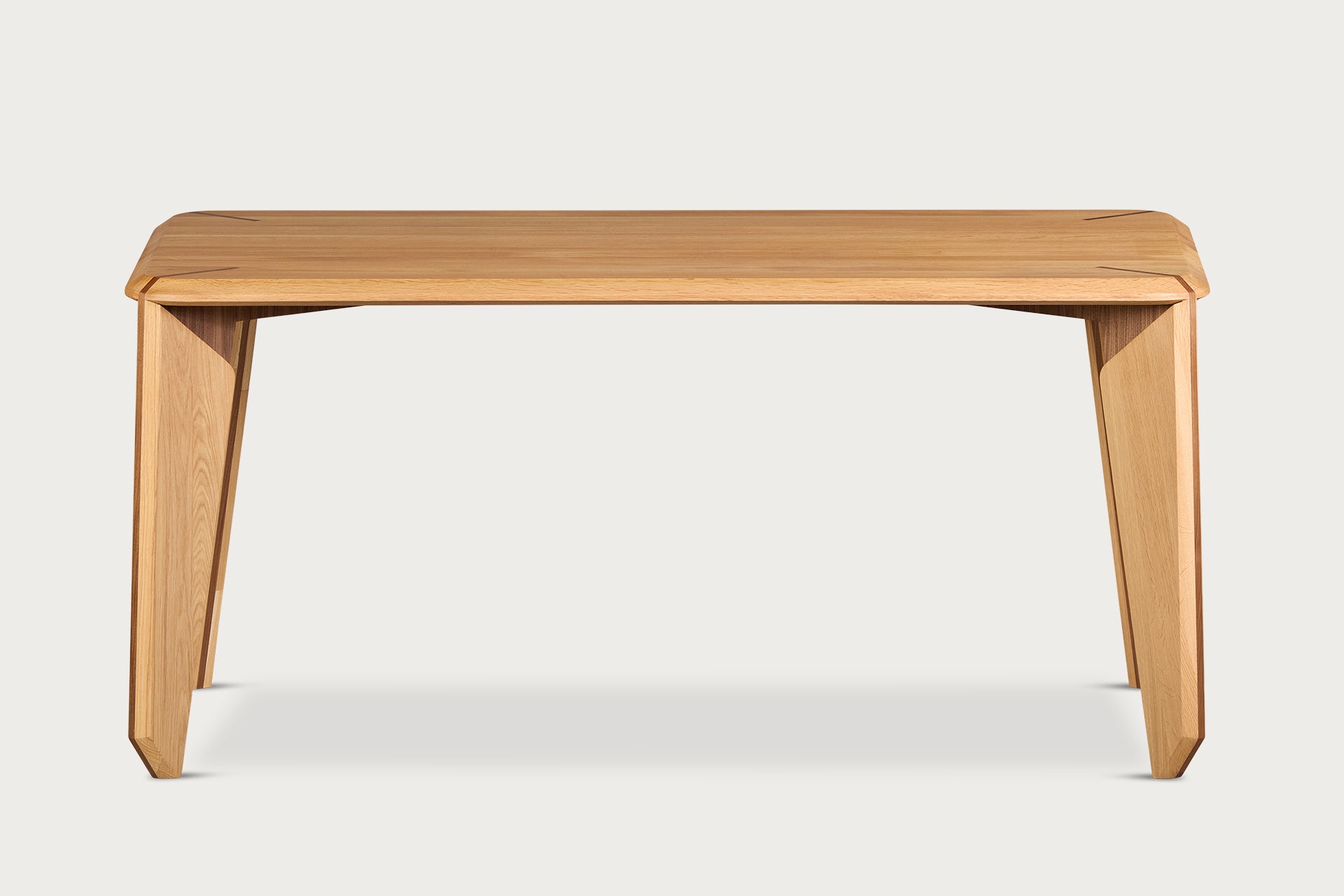 Lika Rectangular Dining Table for 6, Solid Oak, Walnut Detail, 160 cm