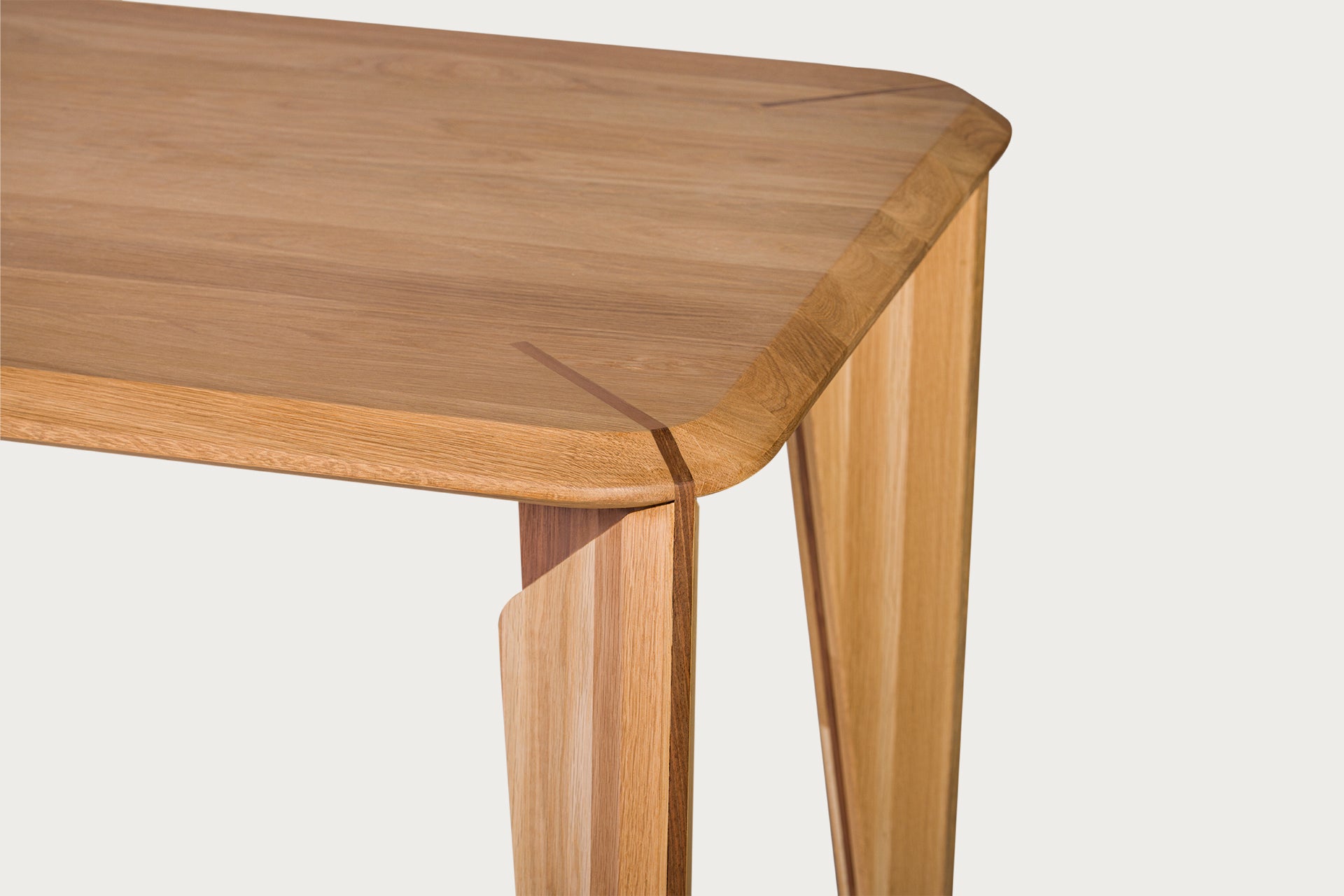 Lika Rectangular Dining Table for 6 Solid Oak, Walnut Detail, 200 cm
