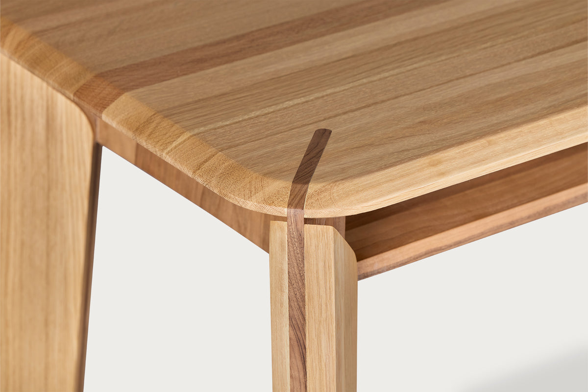 Lika Study Desk & Dresser, Solid Oak, Walnut Detail