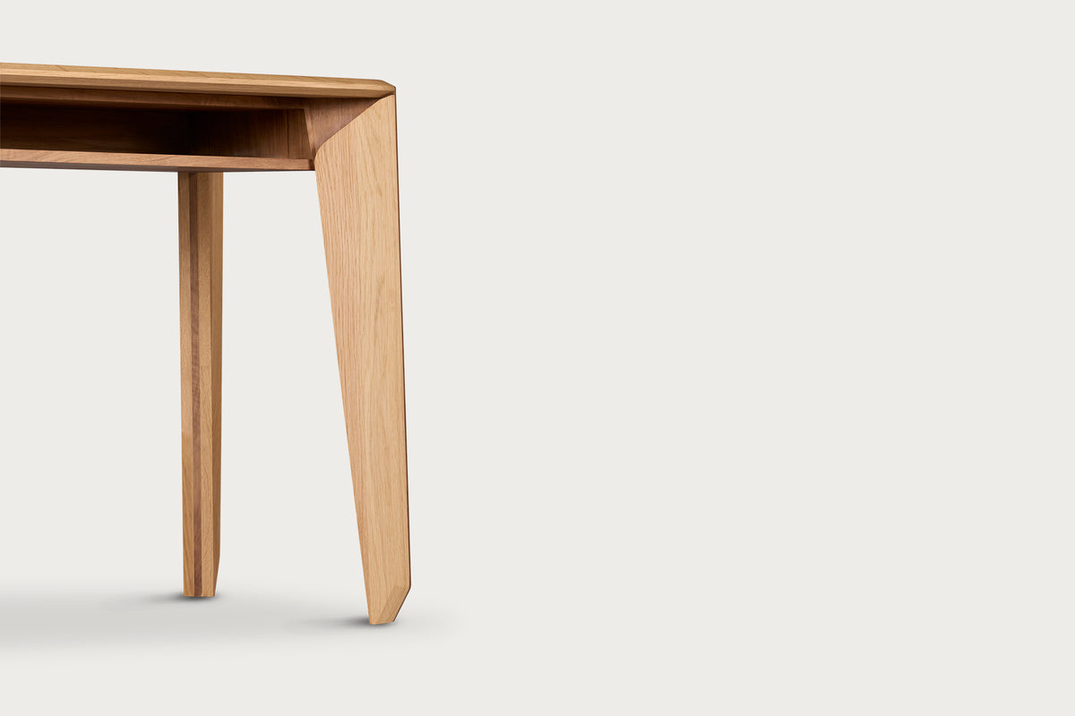 Lika Study Desk & Dresser, Solid Oak, Walnut Detail
