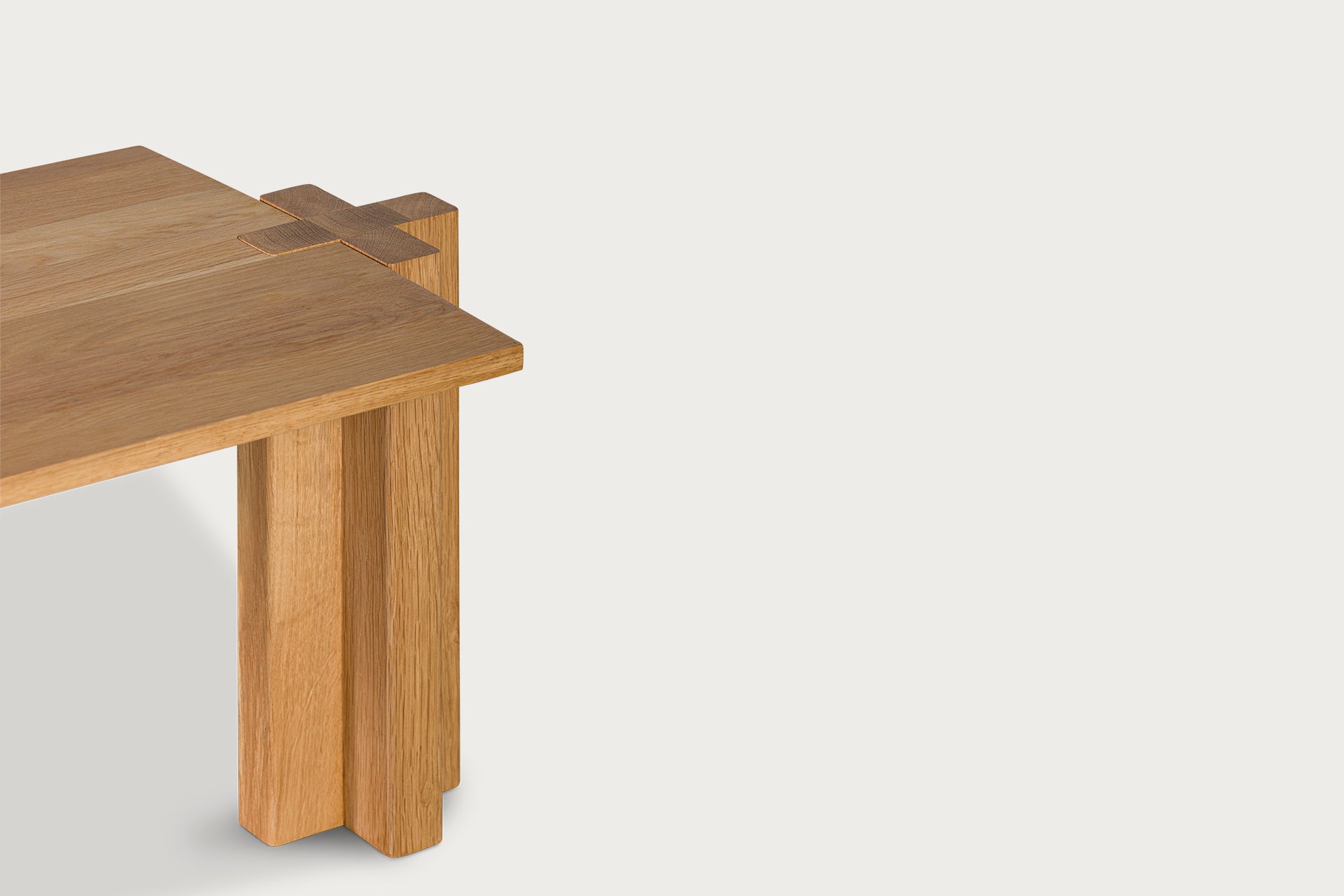 Mırmır Solid Wood Oak Rectangular Coffee Table with Special Leg Detail