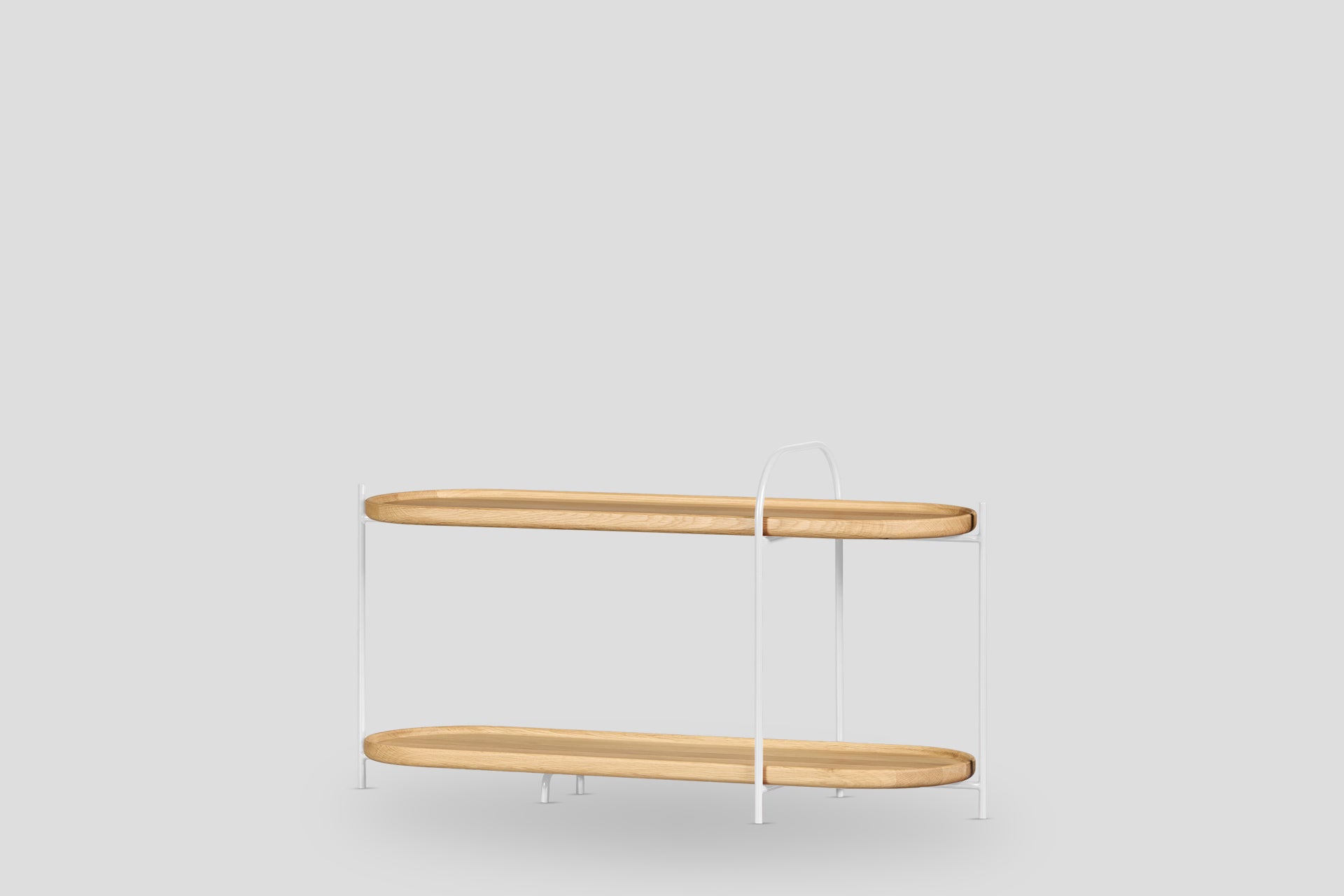 Royere Konsol 2 Katlı Meşe Ahşap Tablalı