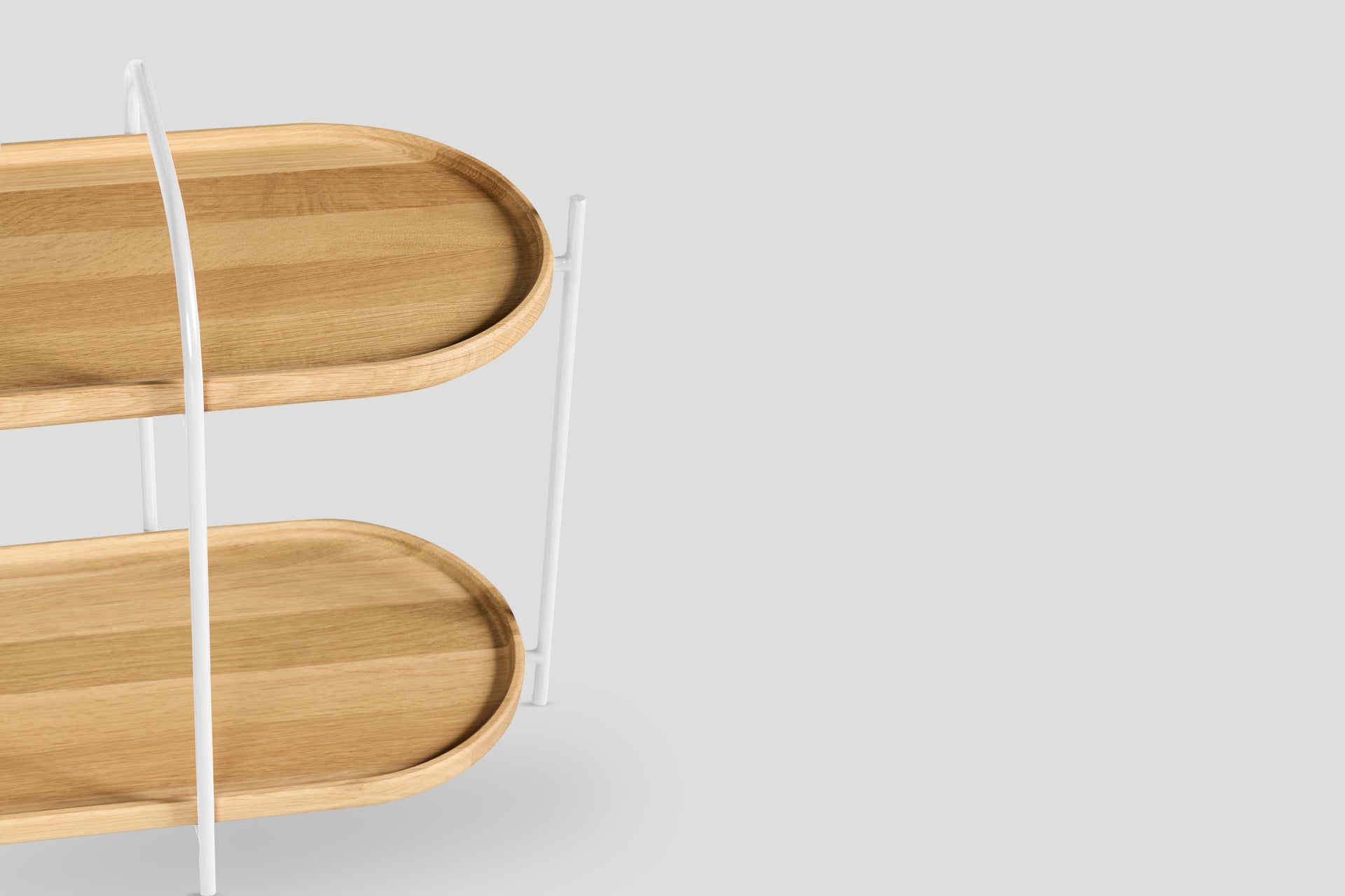 Royere Konsol 2 Katlı Meşe Ahşap Tablalı