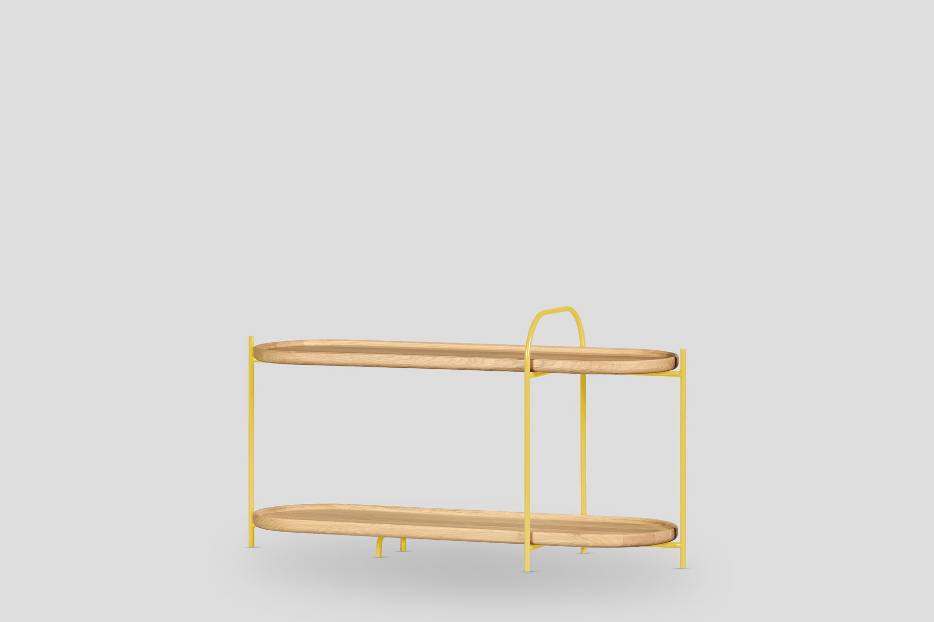 Royere Konsol 2 Katlı Meşe Ahşap Tablalı