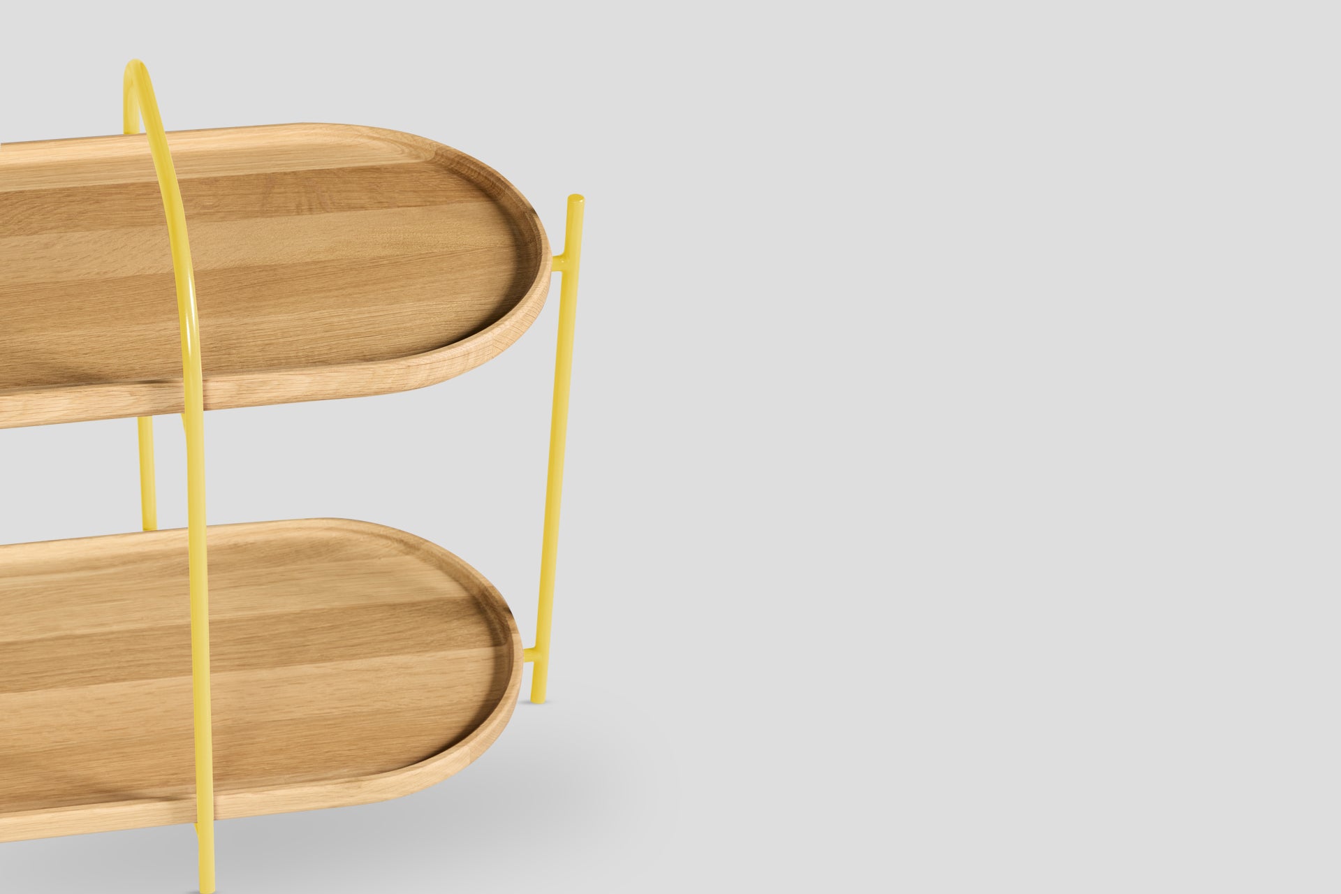 Royere Konsol 2 Katlı Meşe Ahşap Tablalı