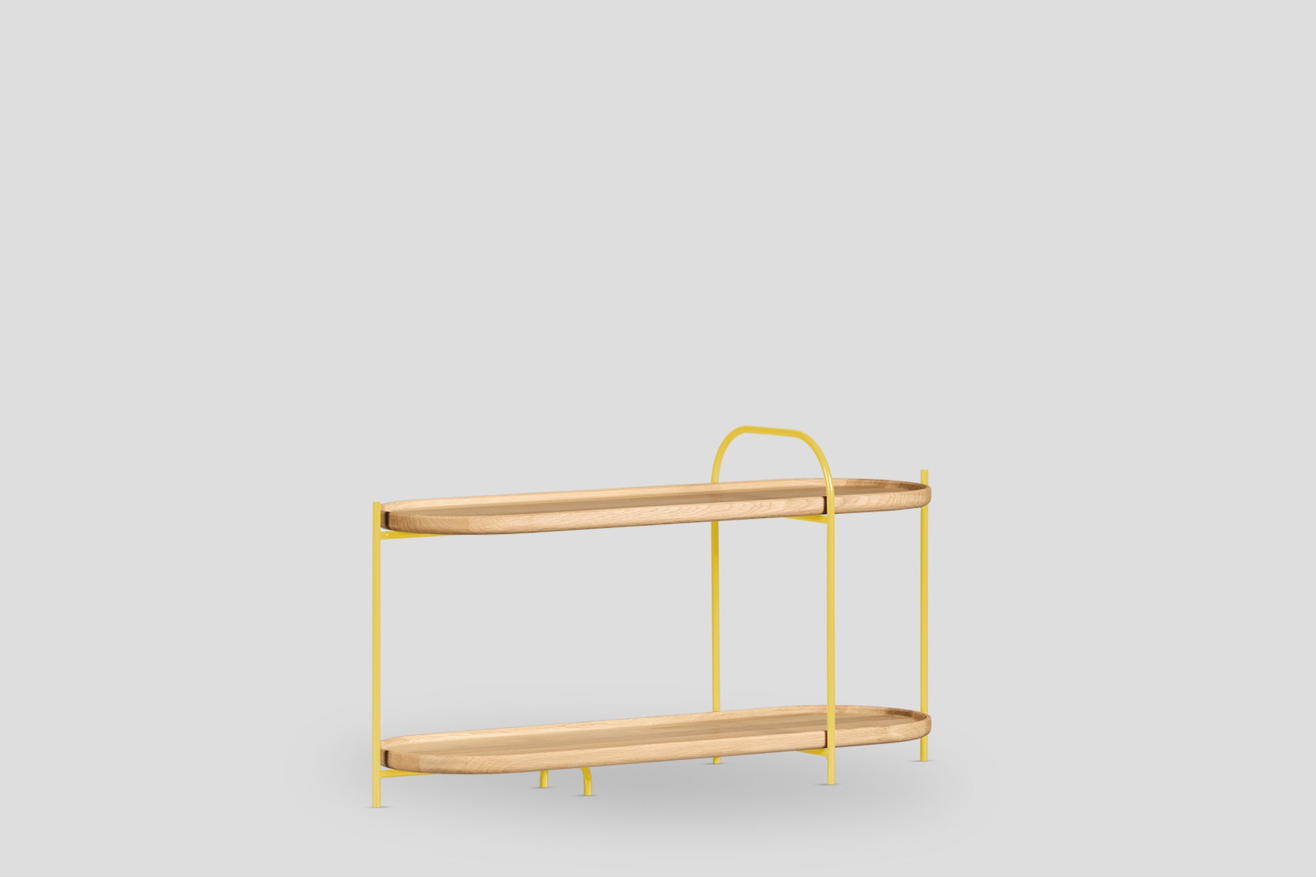 Royere Konsol 2 Katlı Meşe Ahşap Tablalı