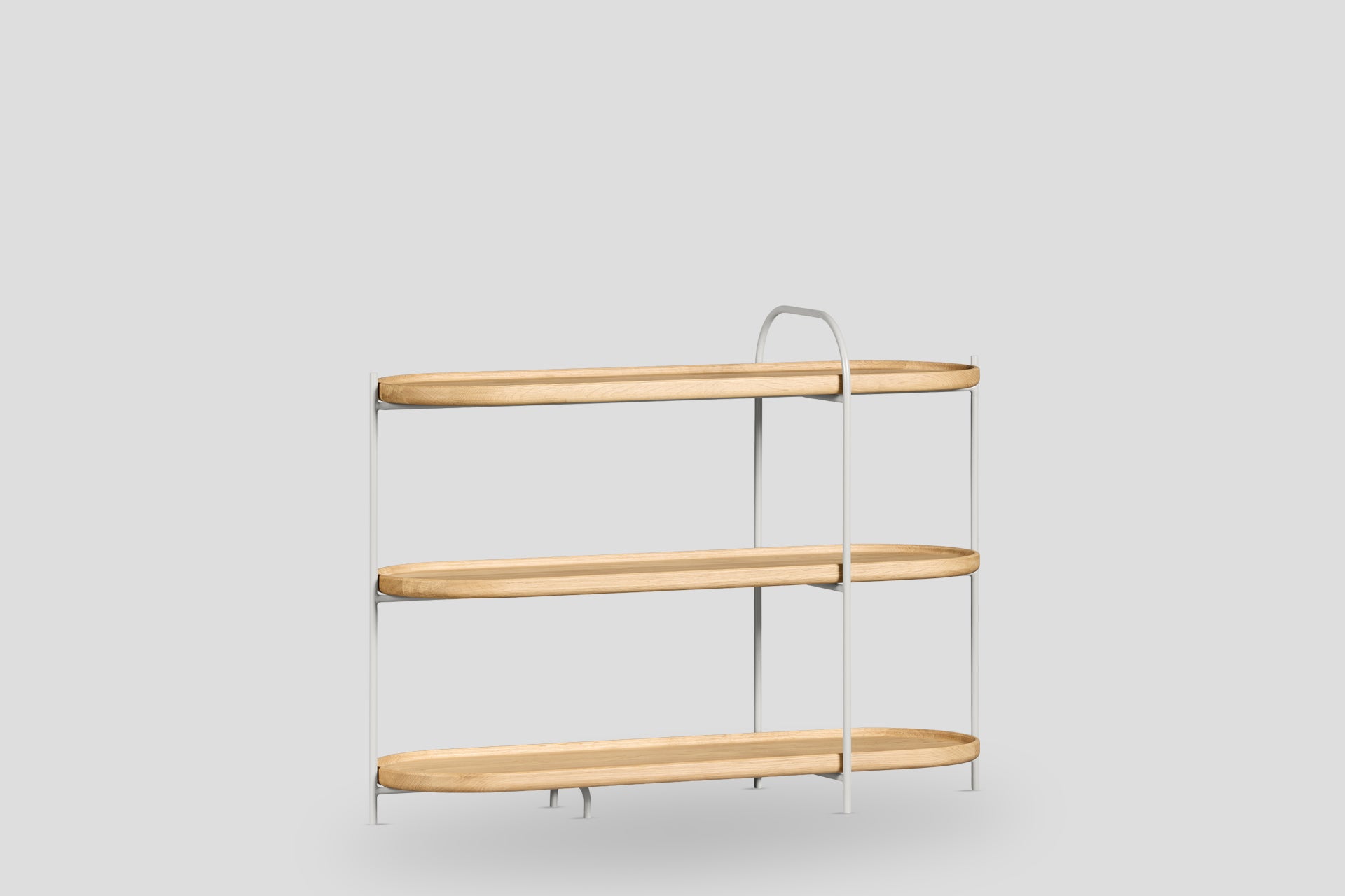 Royere Konsol 3 Katlı Meşe Ahşap Tablalı